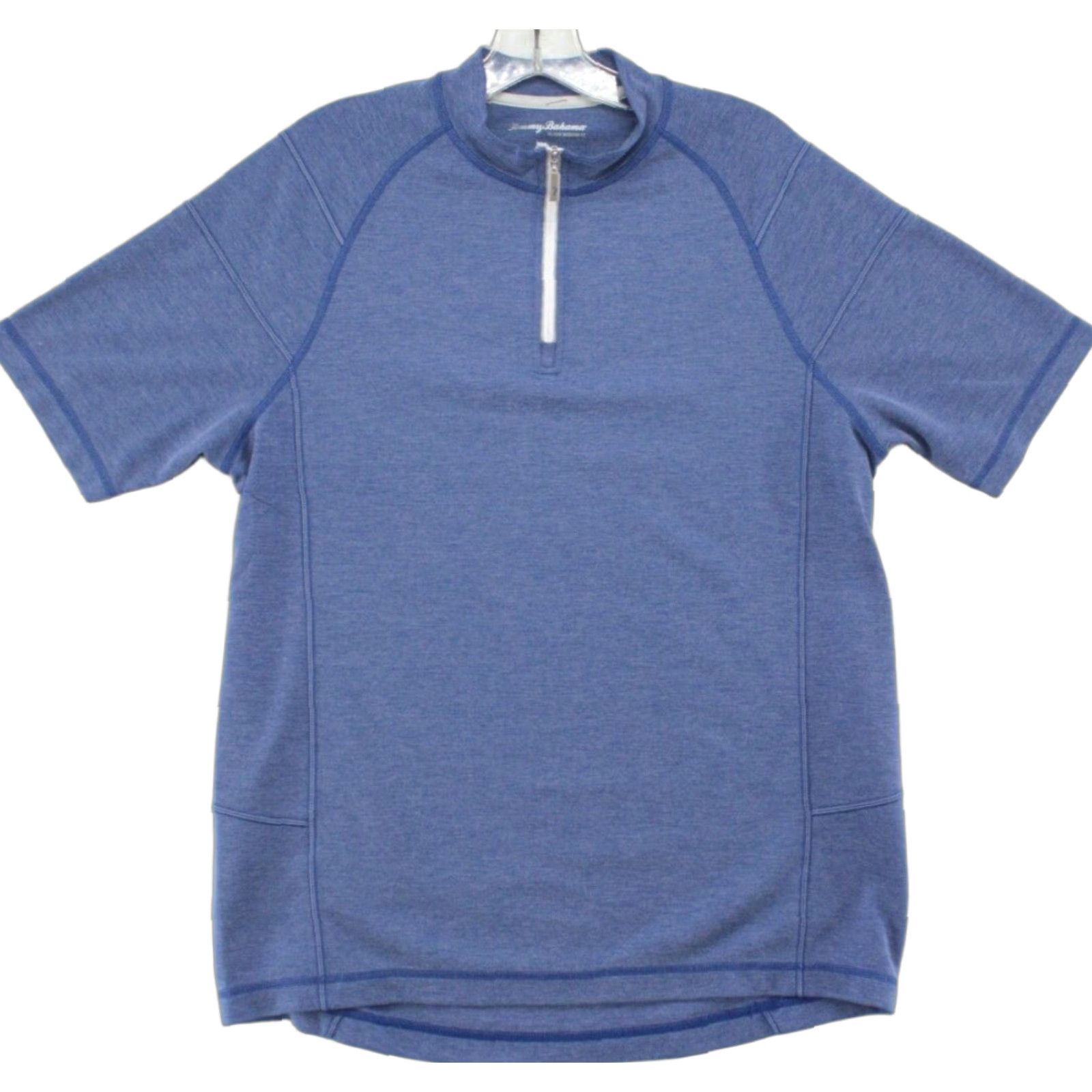 Tommy Bahama Tommy Bahama Island Modern Fit Men's Medium Short Sleeve Polo Quarter Zip Blue Size US L / EU 52-54 / 3 - 1 Thumbnail