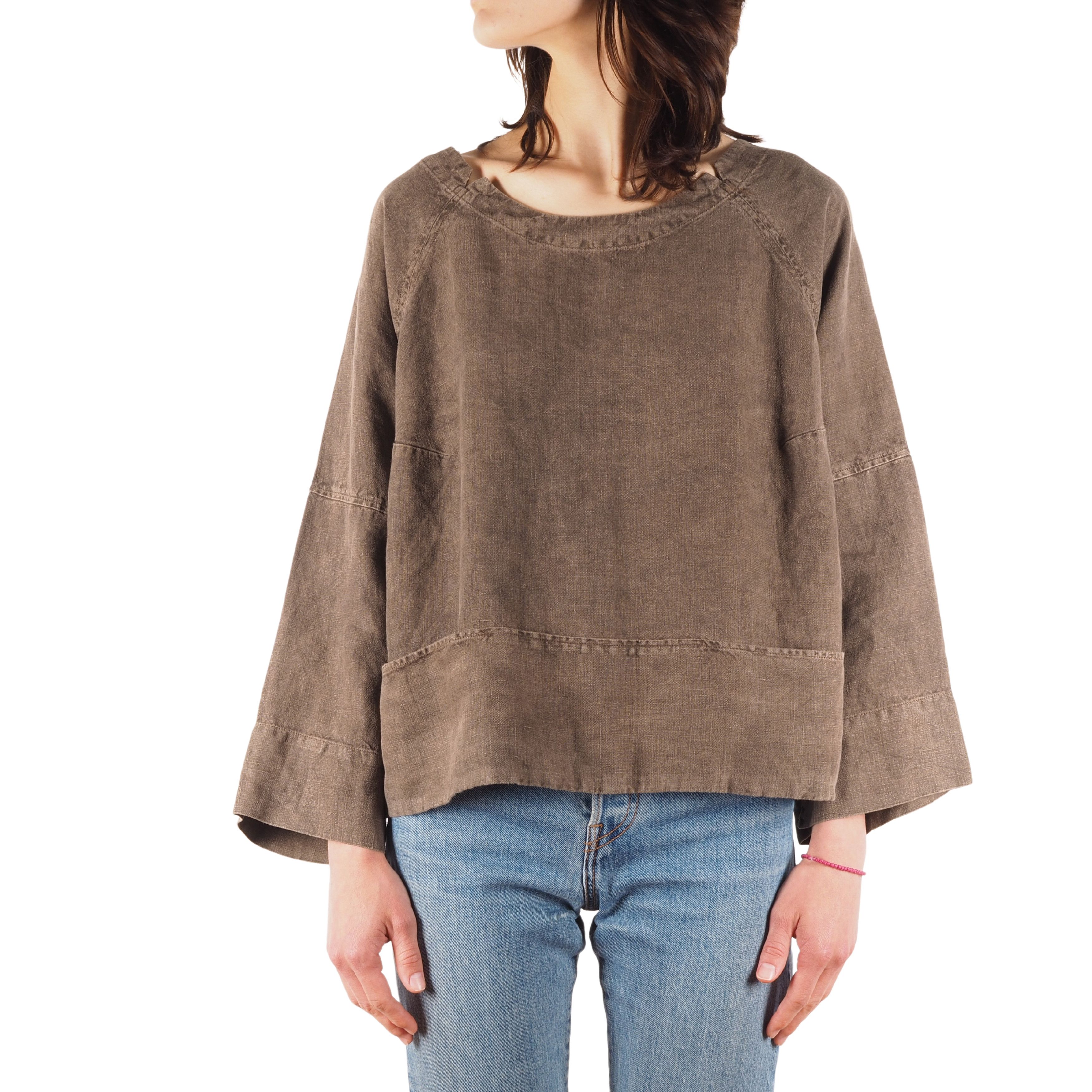 Annette Gortz × Other × Rundholz OSKA Beige Brown Linen 3/4 Sleeve Boho Blouse Top Size L / US 10 / IT 46 - 1 Thumbnail