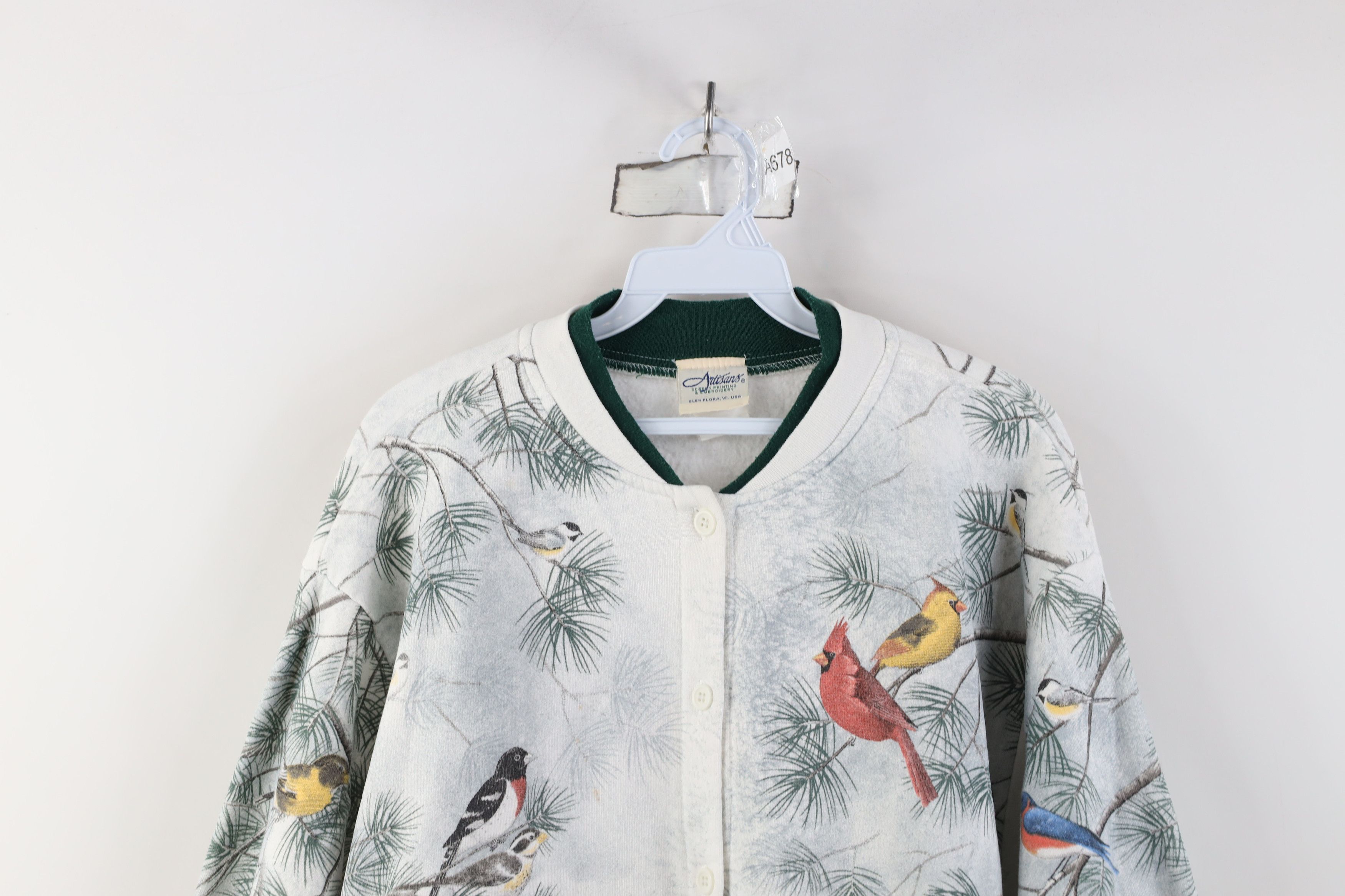 Vintage Vintage 90s Winter Birds Christmas All Over Print Sweatshirt Size L / US 10 / IT 46 - 2 Thumbnail