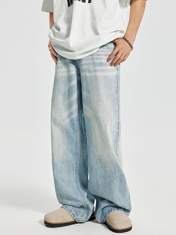 Japanese Brand Men's Clean-Fit Straight-Leg Washed & Distressed Jeans Size US 32 / EU 48 - 2 Thumbnail