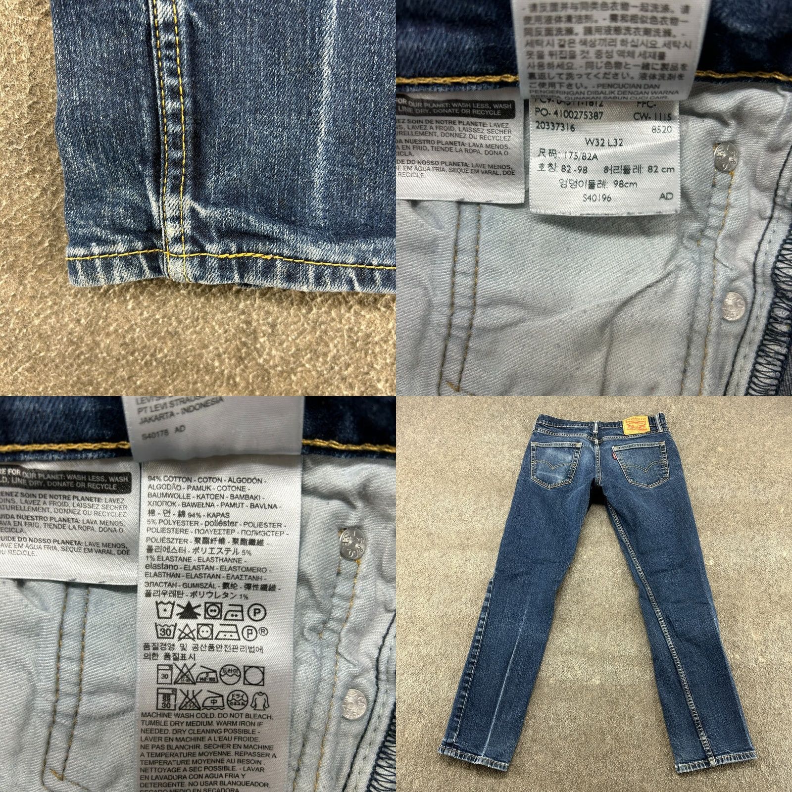 Levi's VINTAGE Levis 511 Jeans Mens 32x32 30x30 Blue Skinny Leg Slim Fit Dark Wash Distressed Size US 32 / EU 48 - 8 Thumbnail