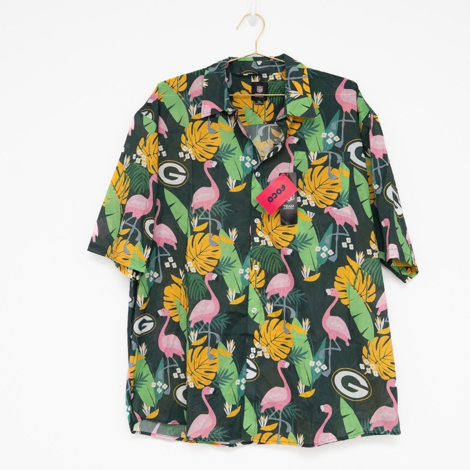 NFL NFL - Green Bay Packers Flamingo Leaf Motif Hawaiian Shirt Size US XXL / EU 58 / 5 - 1 Thumbnail