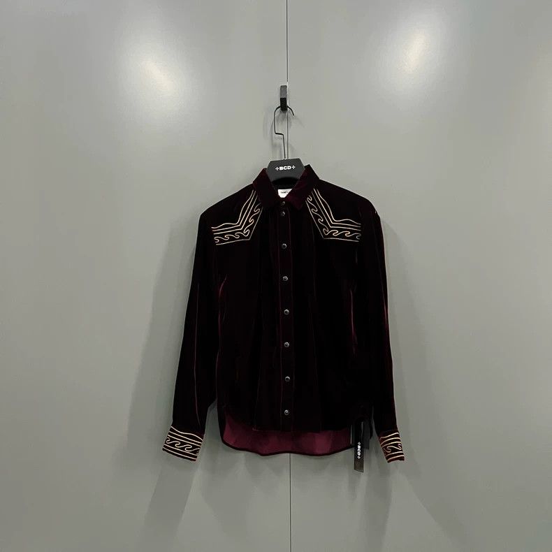 Saint Laurent Paris Saint Laurent Paris size 36 Burgundy Velvet Embroidered Sh Size US M / EU 48-50 / 2 - 1 Thumbnail