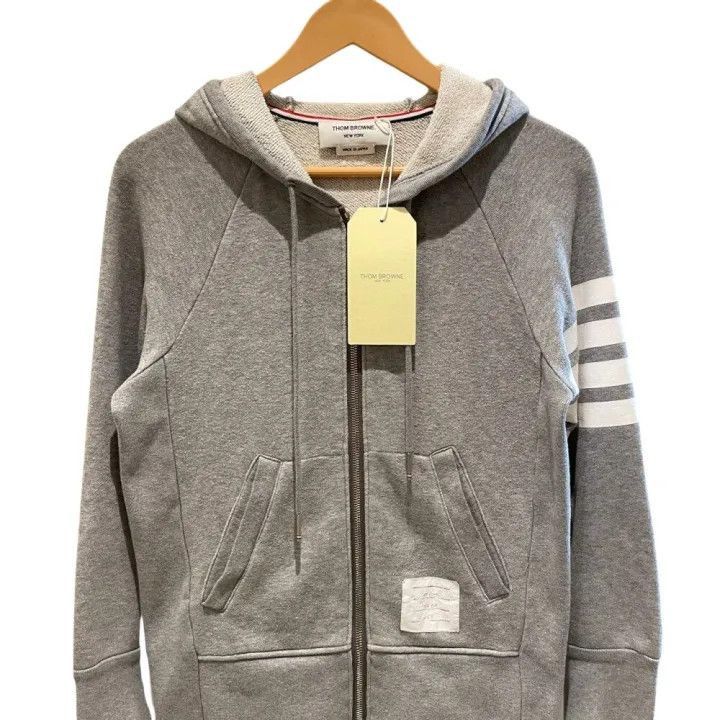 Thom Browne Thom Browne Classic Zip-Up Hoodie in Gray -2507 Size US M / EU 48-50 / 2 - 7 Thumbnail