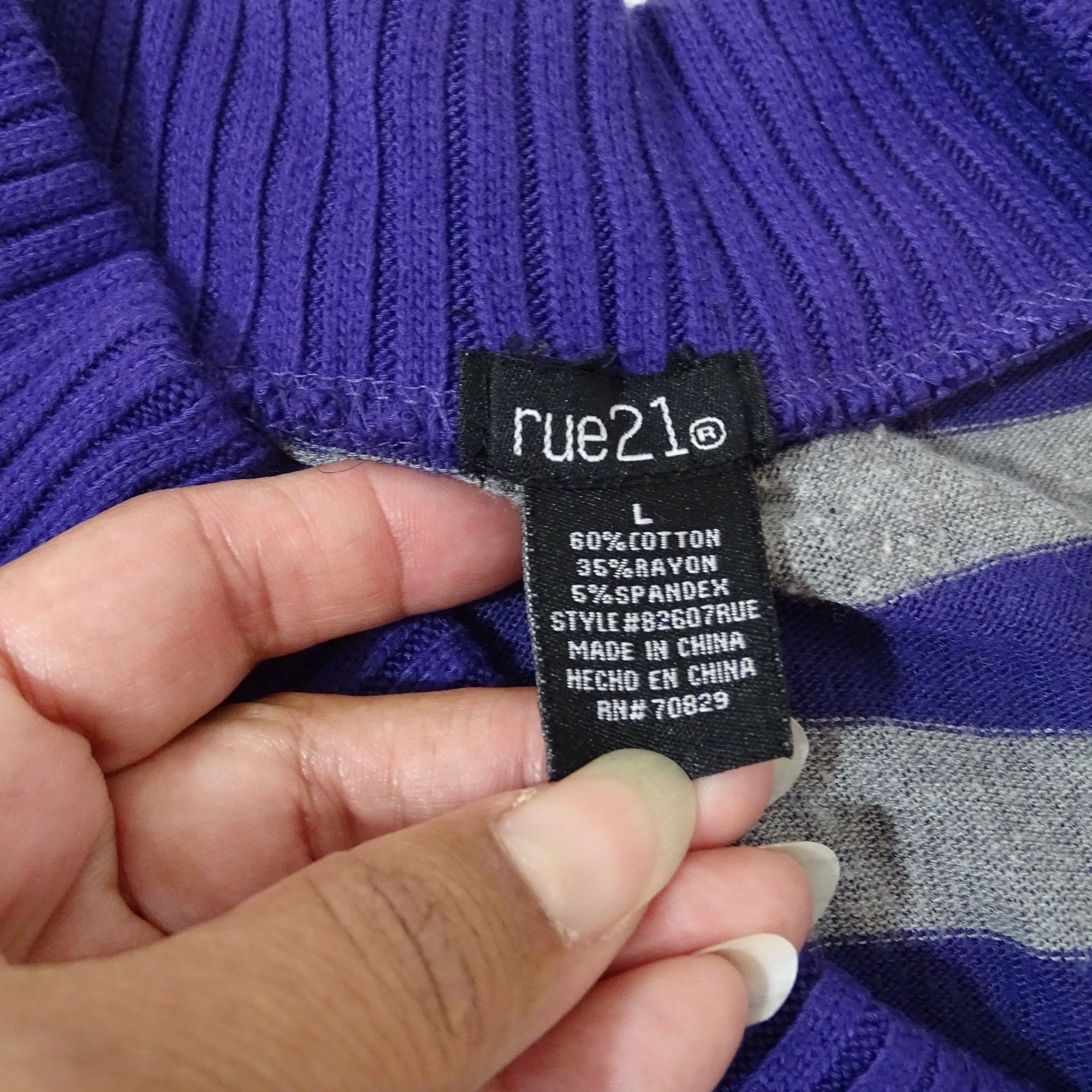 rue21 Rue21 Striped Long Sleeve Sweater Purple Gray Women Size L Size L / US 10 / IT 46 - 5 Thumbnail