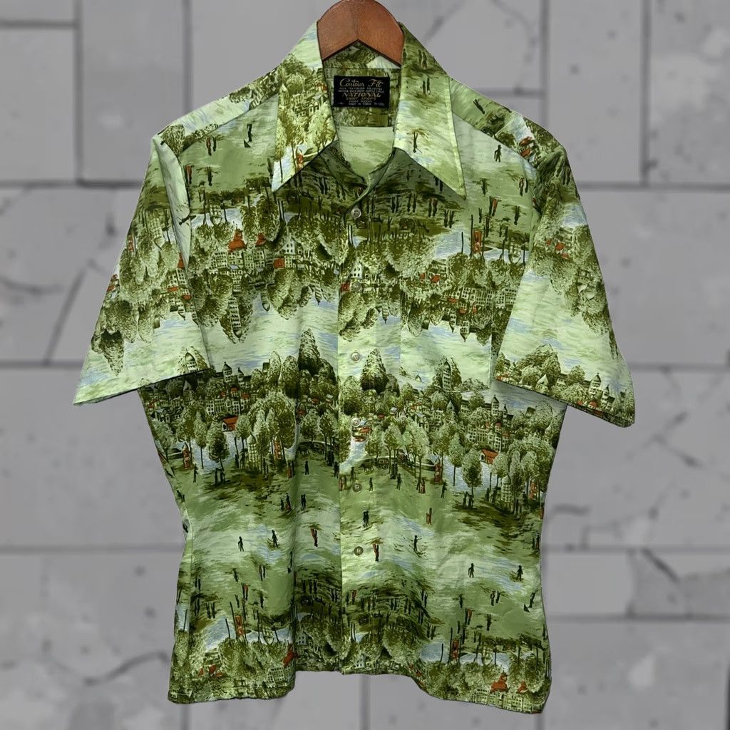 Vintage VINTAGE National Shirt Shops Contour Fit Hawaiian Green Shirt Mens M Short Sleeve Button-Up Shirt Size US M / EU 48-50 / 2 - 1 Thumbnail