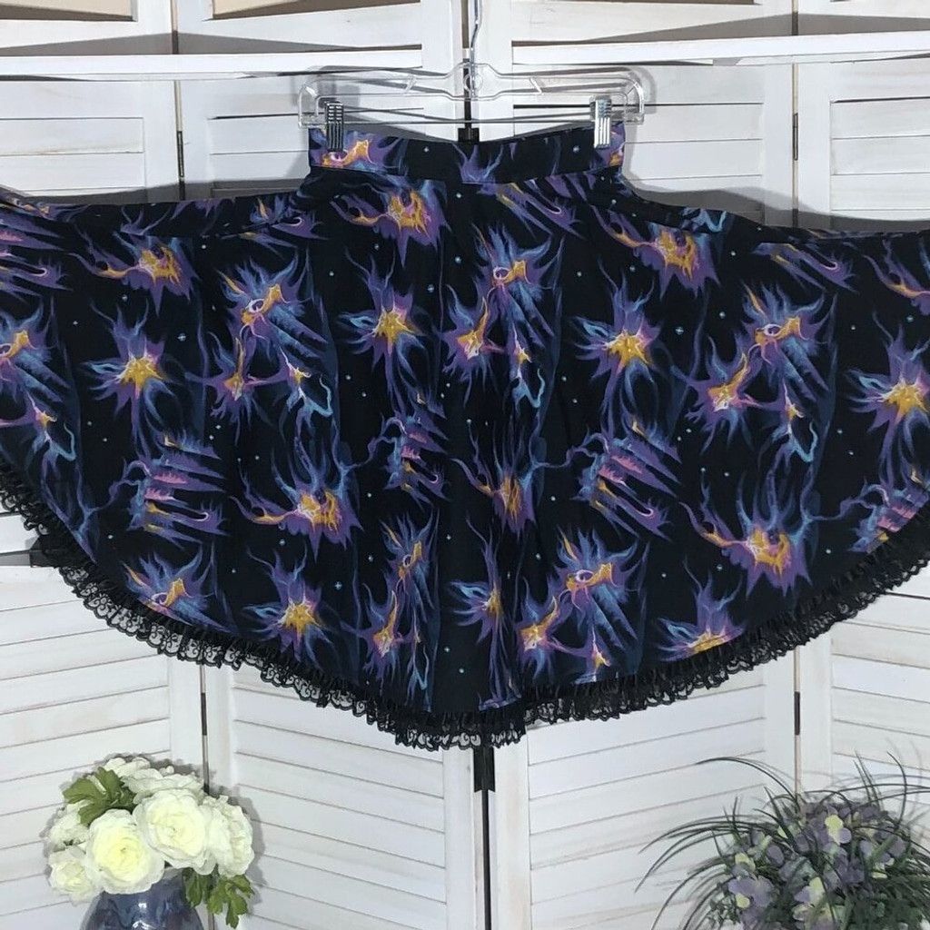 Vintage Y2K gypsy skirt Avant Garde star circle purple black lace XS Size 24" / US 00 / IT 34 - 2 Thumbnail