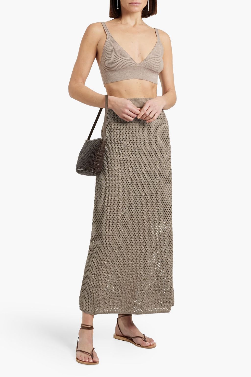 Brunello Cucinelli o1y0725 Maxi Skirt in Taupe Size 26" / US 2 / IT 38 - 2 Thumbnail