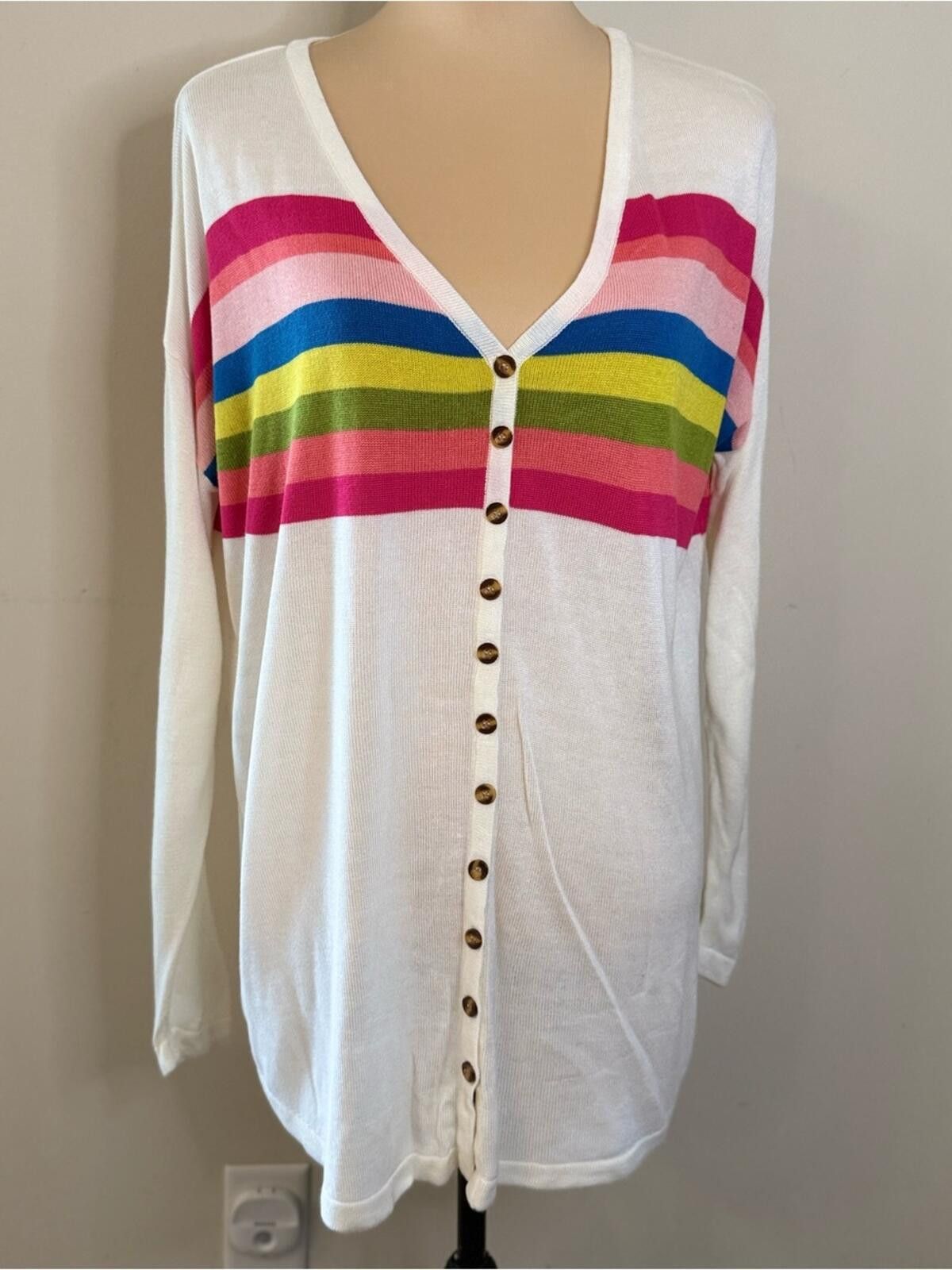 Other Hyped Unicorn retro cardigan rainbow V neck button front M/L Size M / US 6-8 / IT 42-44 - 1 Thumbnail