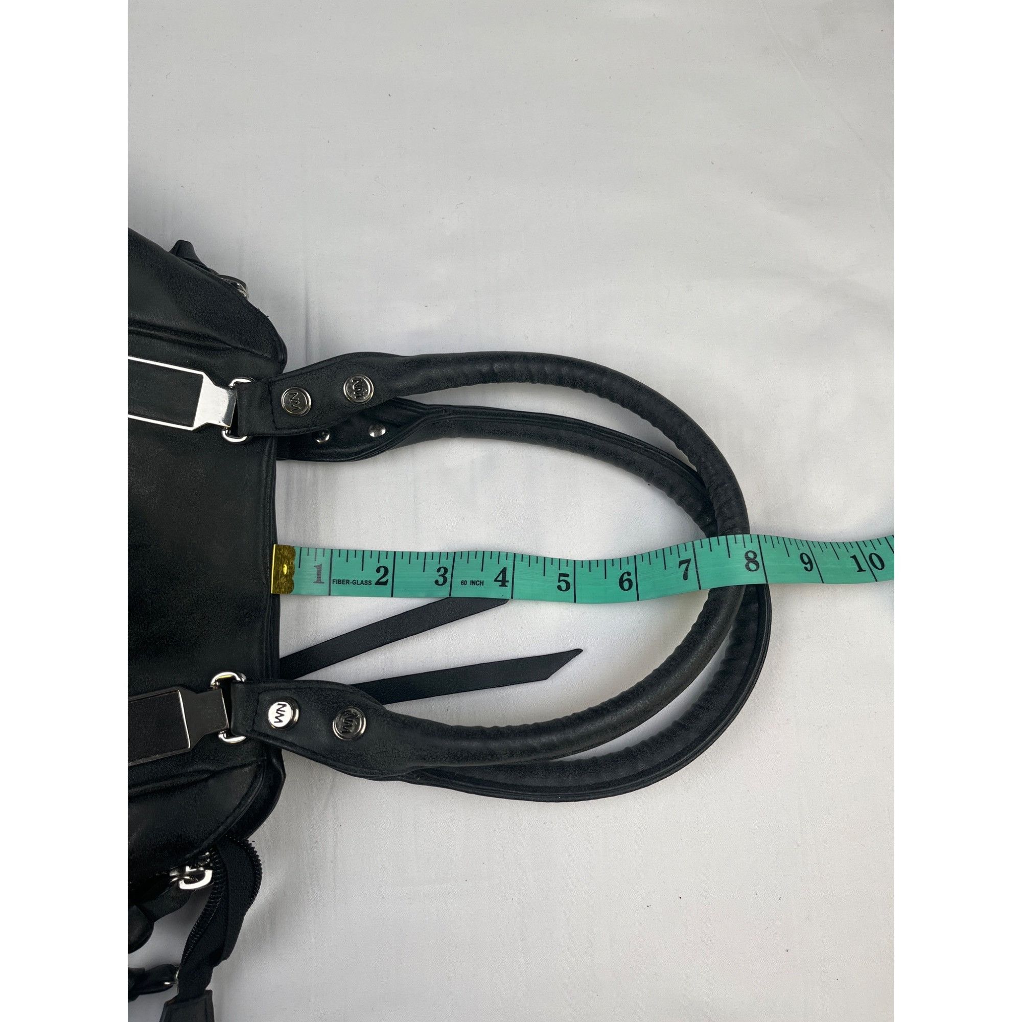 Nicole Miller Nicole Miller Women's Black Faux Worn leather Look Shoulder Size ONE SIZE - 9 Thumbnail