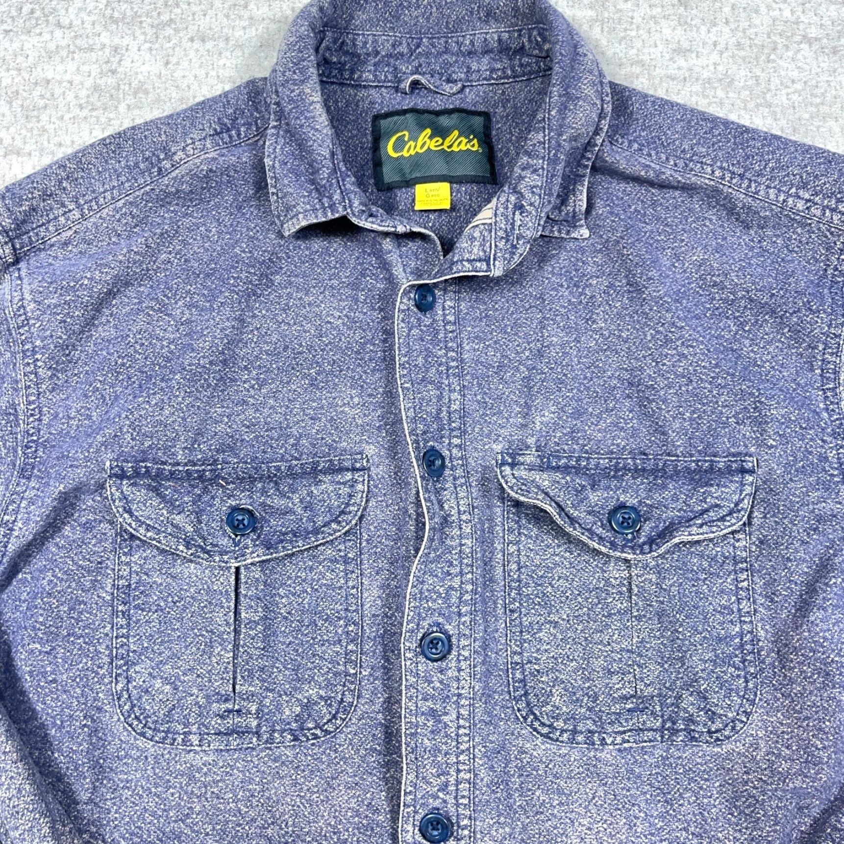 Vintage Cabelas Shirt Adult Large Blue Button Up Chamois Cloth Camp Shacket Faded Mens Size US L / EU 52-54 / 3 - 2 Thumbnail