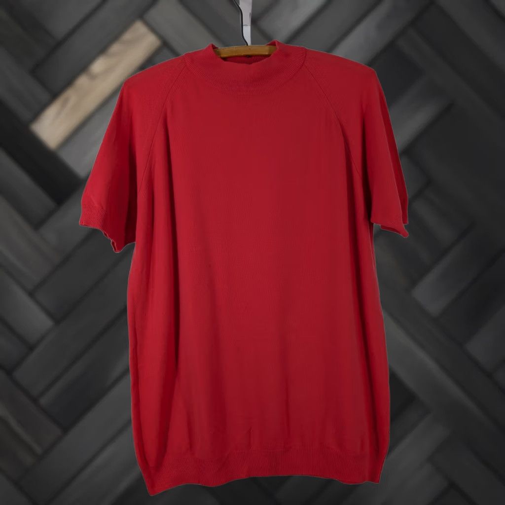 Vintage VINTAGE Leonardo Strassi Knit Mock Neck T Shirt Sweater Red 60s 70s Mod USA L Mens Size US L / EU 52-54 / 3 - 1 Thumbnail