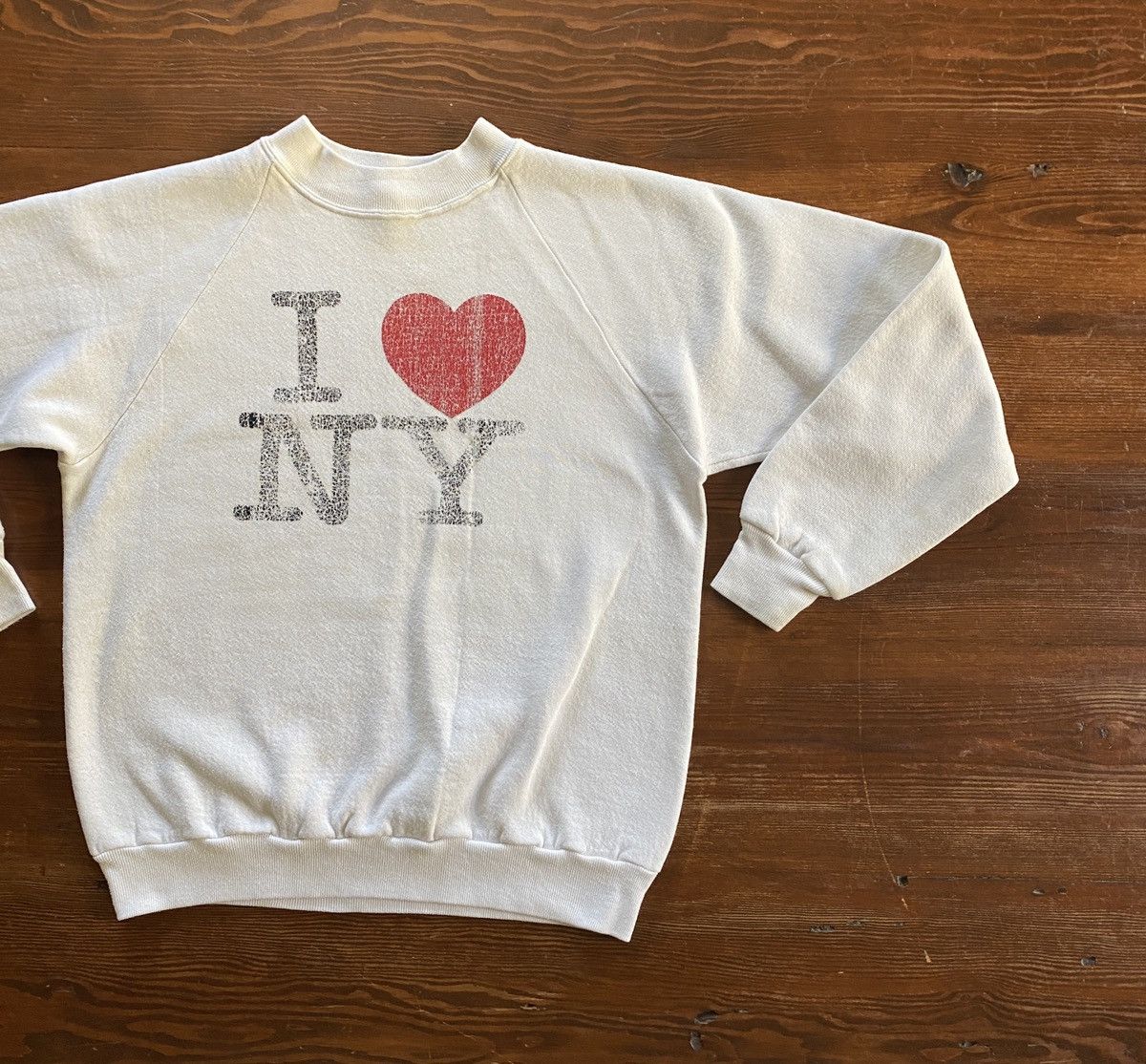 Jerzees Vintage 80’s I❤️NY New York Faded Raglan Crewneck Sweatshirt Size US XS / EU 42 / 0 - 1 Thumbnail