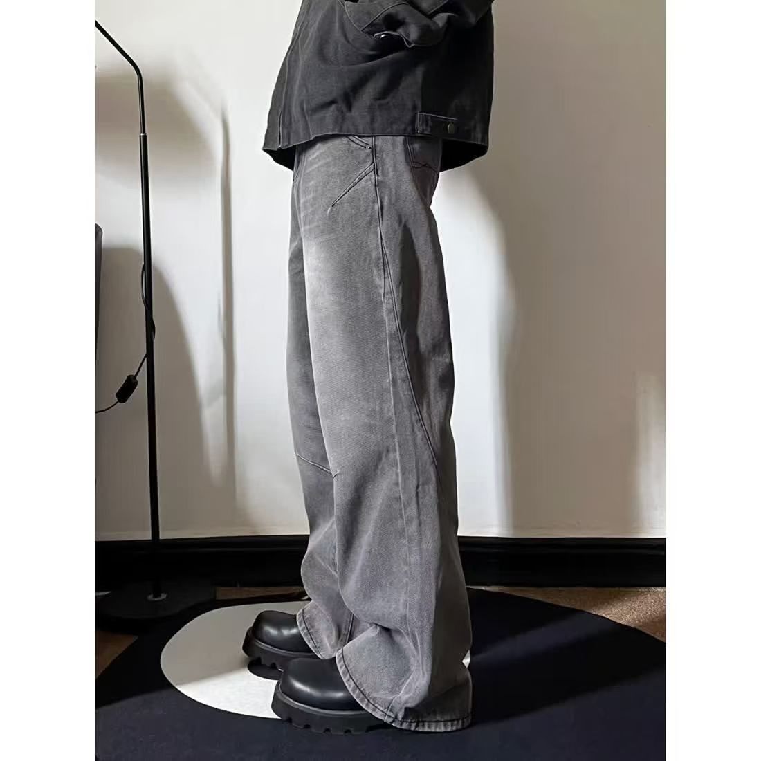 Japanese Brand × Jean Grey washed distressed vintage straight jeans Size US 32 / EU 48 - 4 Thumbnail