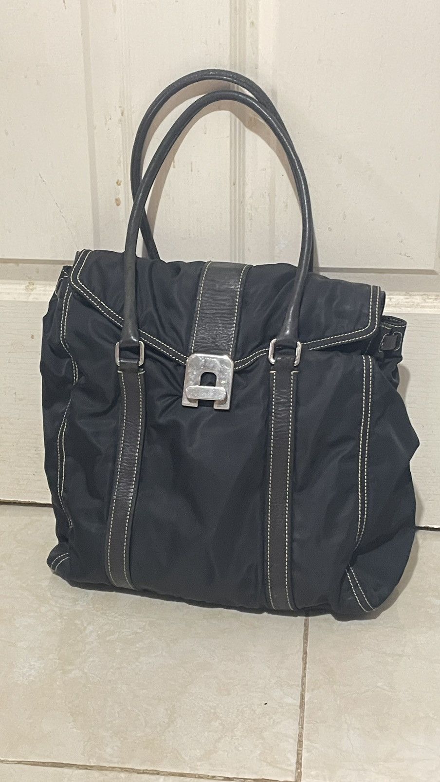 Prada × Vintage Prada Twist Tessuto Tote Bag Size ONE SIZE - 2 Thumbnail