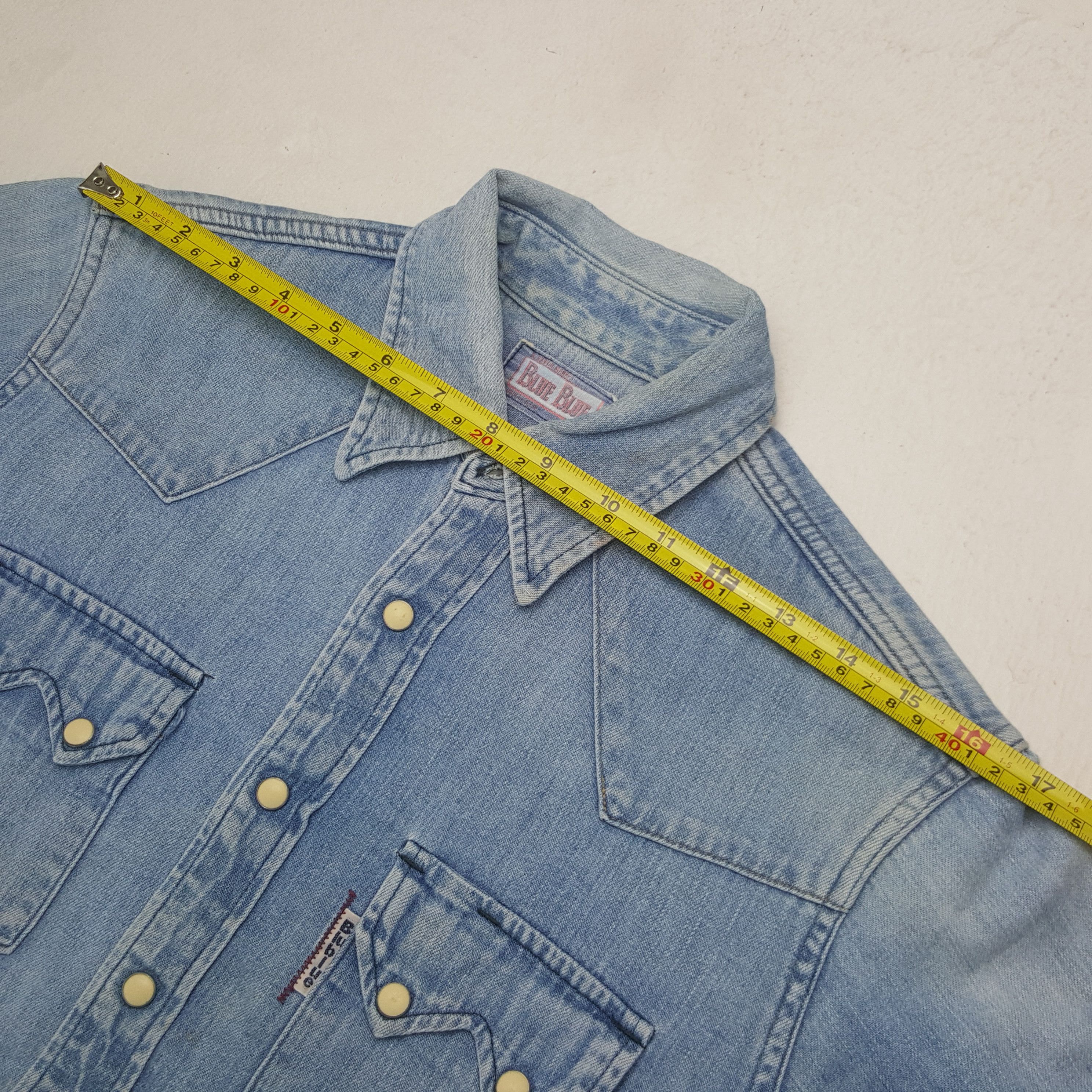 Blue Blue Japan Vintage Blue Blue Japanese Denim Button Up Shirt Size US XS / EU 42 / 0 - 5 Thumbnail