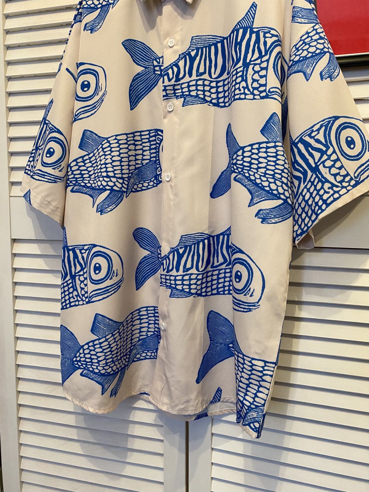 Hysteric Glamour Hawaiian Shirt Button Up 3D Beach Fish Monogram Abstract ML Size US XL / EU 56 / 4 - 3 Thumbnail