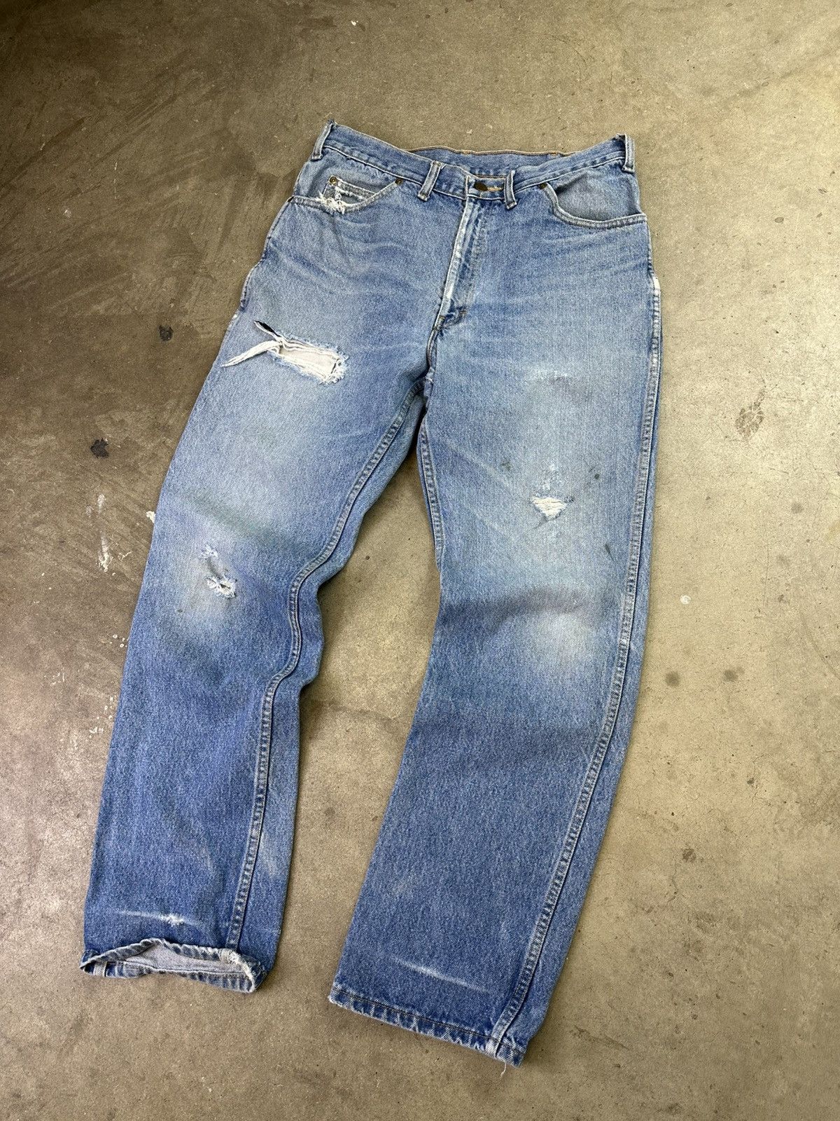 Lee × Vintage vintage 80s lee light wash distressed thrashed denim 33 Size US 33 - 4 Thumbnail