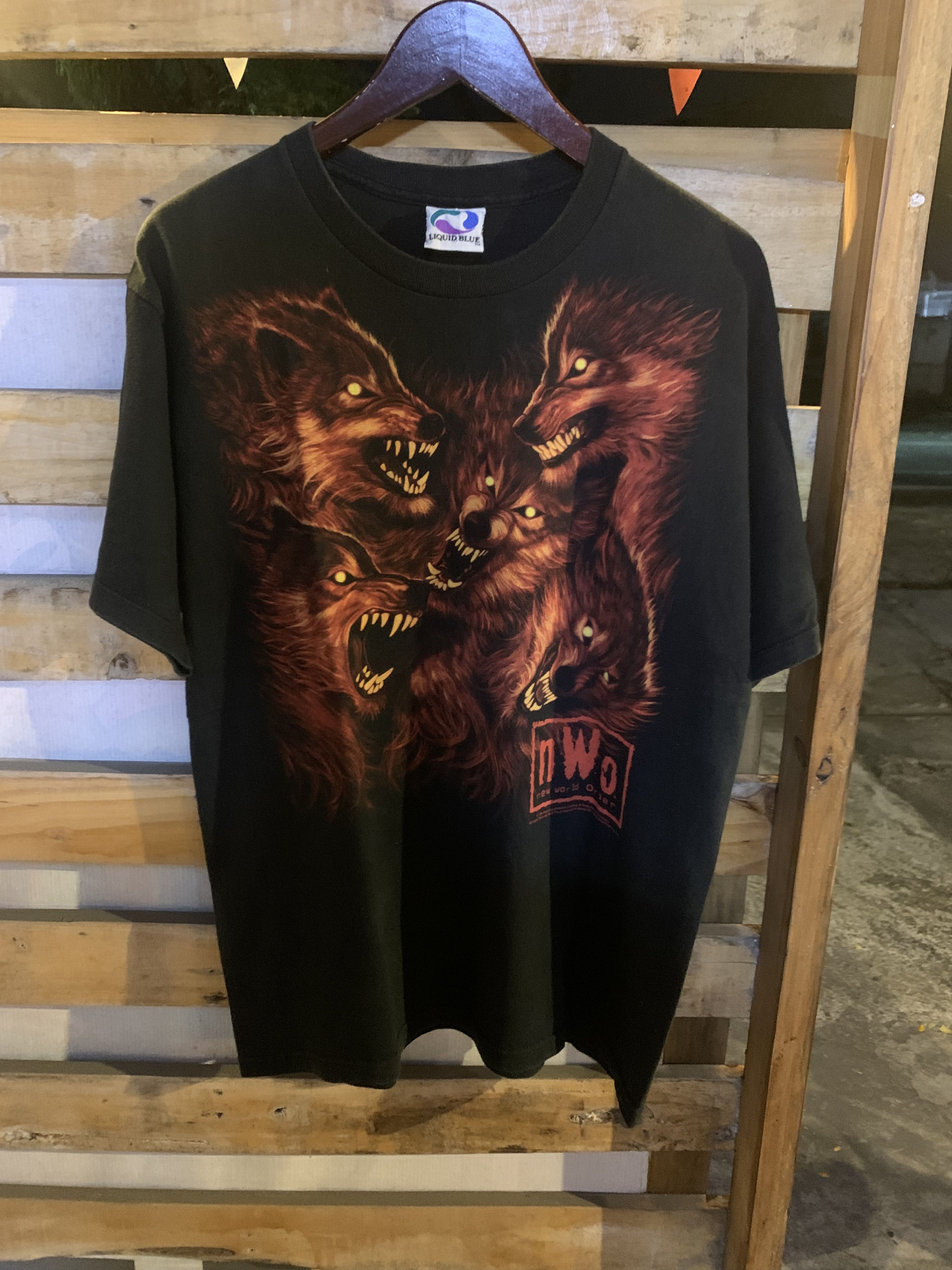 Vintage 🔥RARE🔥 VINTAGE 90s NWO Wolfpack Liquid blue T-SHIRT Size US L / EU 52-54 / 3 - 1 Thumbnail