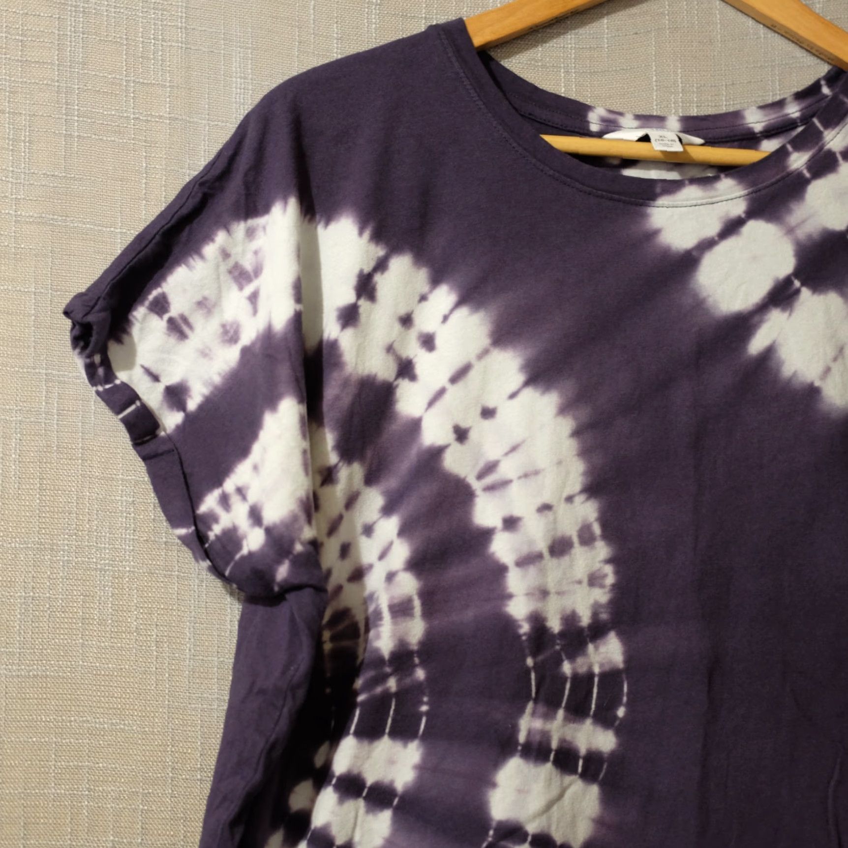Vintage EUC Time and Tru Tie Dye Dolman Sleeve Tee 100% Cotton Womens XL Eggplant T-Shirt Size XL / US 12-14 / IT 48-50 - 2 Thumbnail