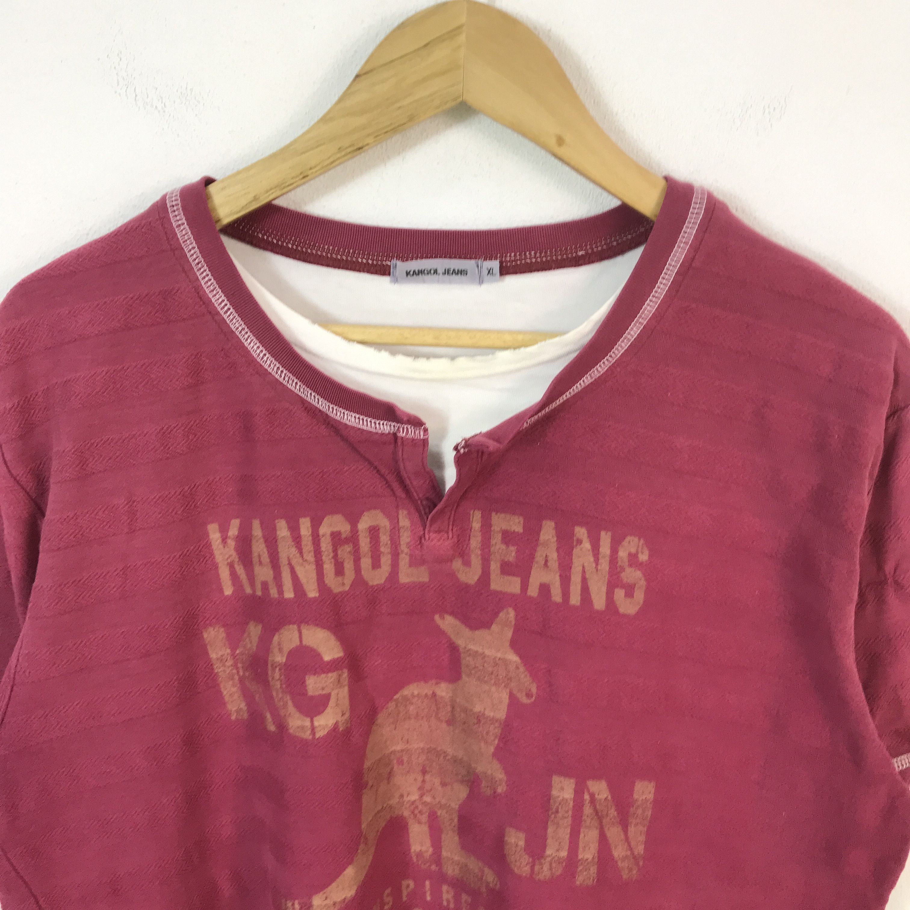 Japanese Brand × Kangol kangol jeans striped logo design double tshirts Size US XL / EU 56 / 4 - 3 Thumbnail
