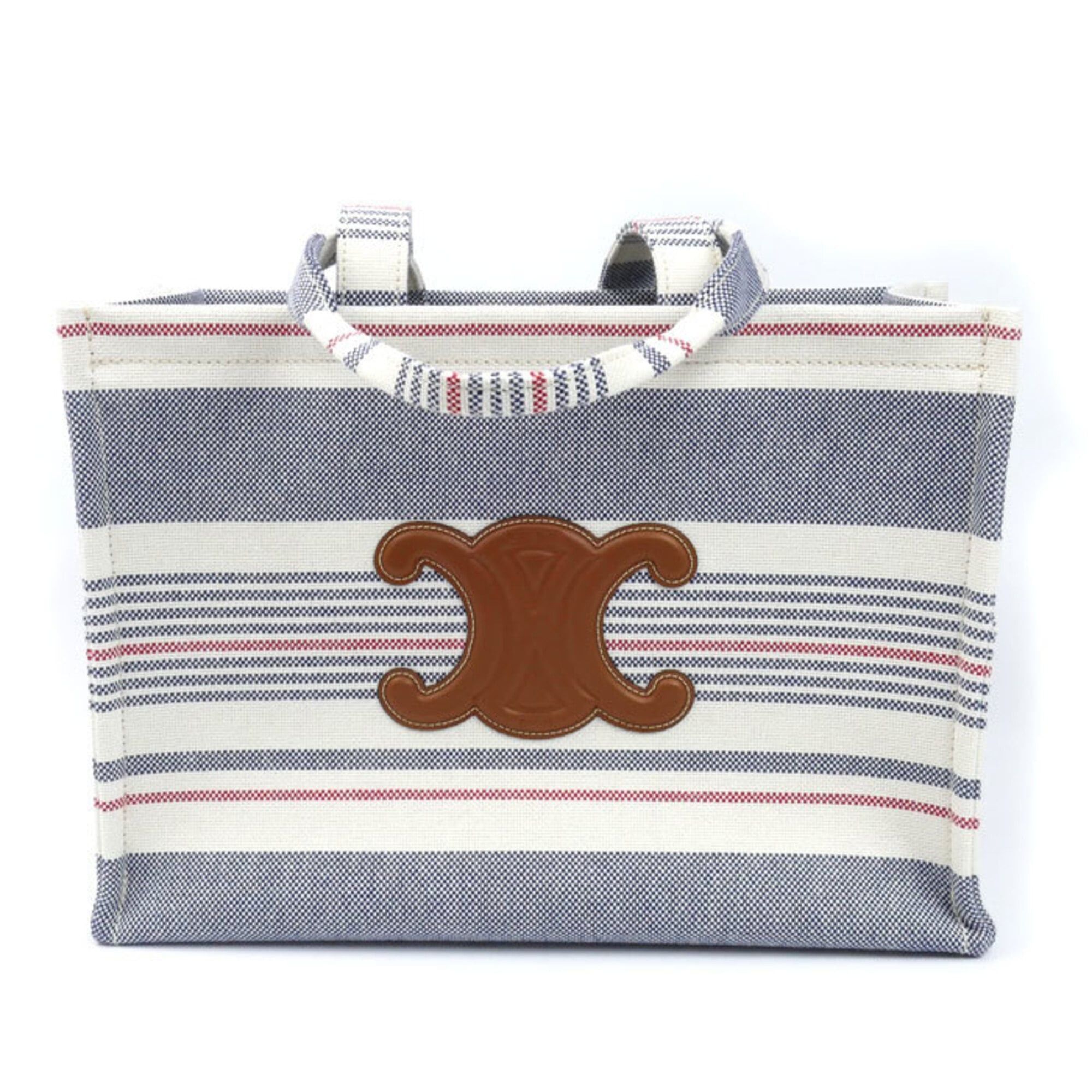 Celine Celine Large Cabas Thais Tote Bag White x Blue Red 196762FYN Triomphe Women's Size ONE SIZE - 1 Thumbnail