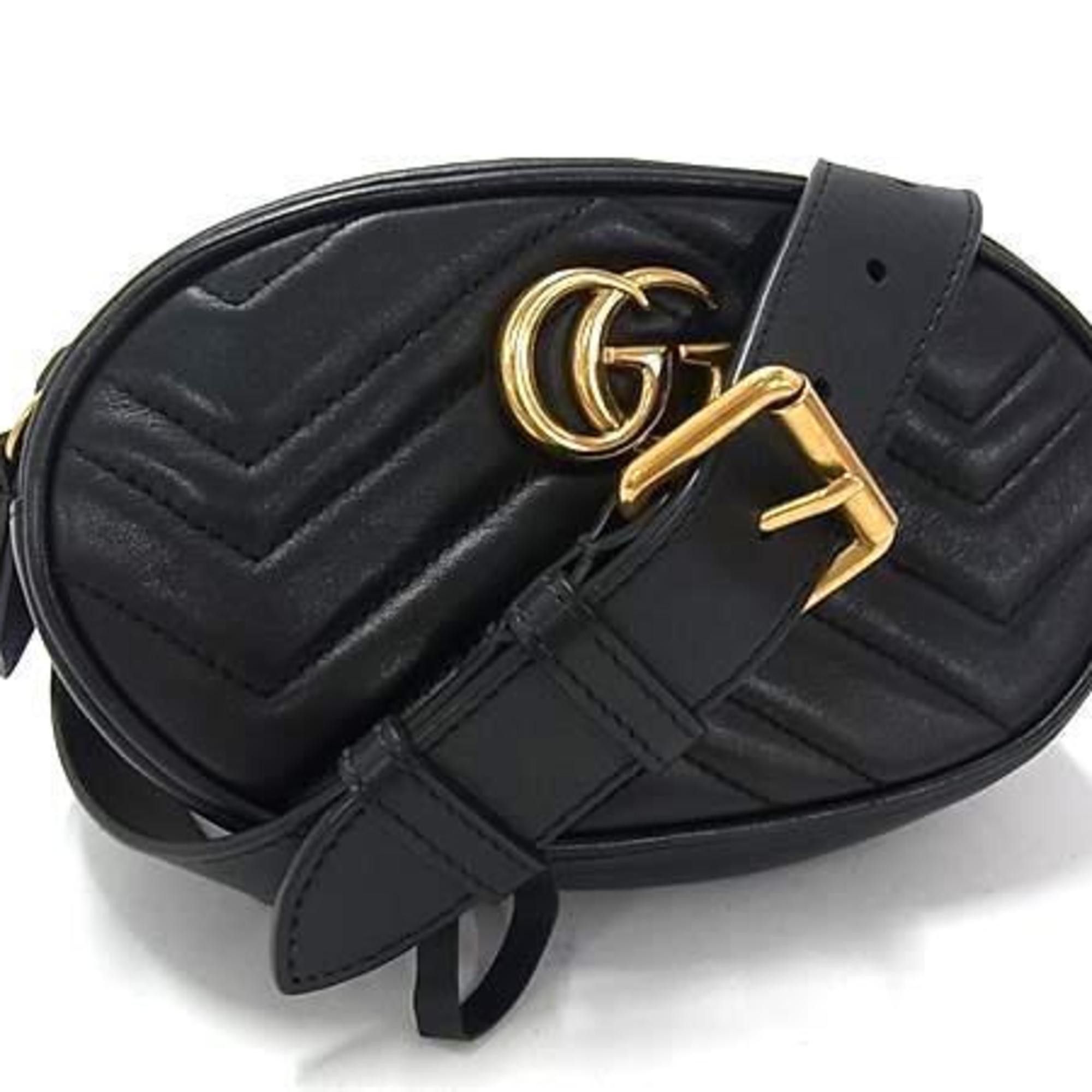 Gucci GUCCI GG Marmont Waist Bag 476484 Black Leather Body for Men and Women Size ONE SIZE - 1 Thumbnail