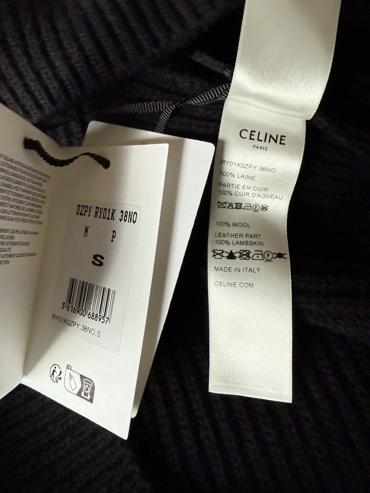 Celine $2k Celine hoodie sweater leather logo black wool Hedi S M Size US S / EU 44-46 / 1 - 19 Thumbnail