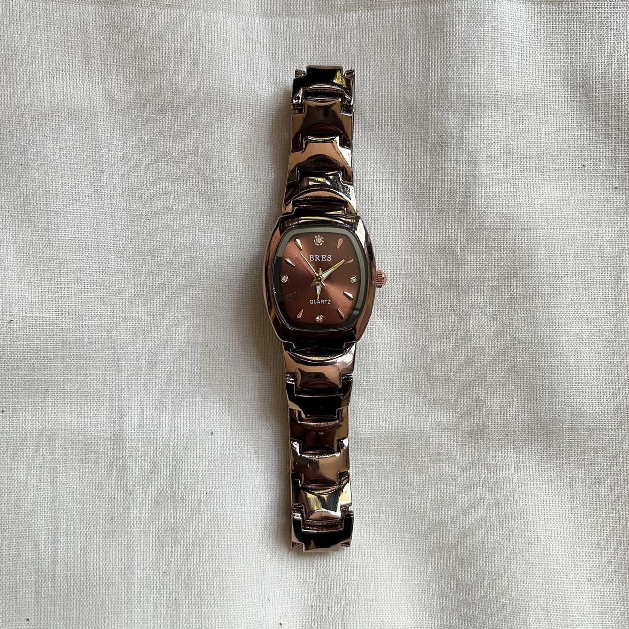 Jewelry x Silver 2000S Vintage Style Stainless Steel Quartz Bres Luxury Watch in Brown, Men's