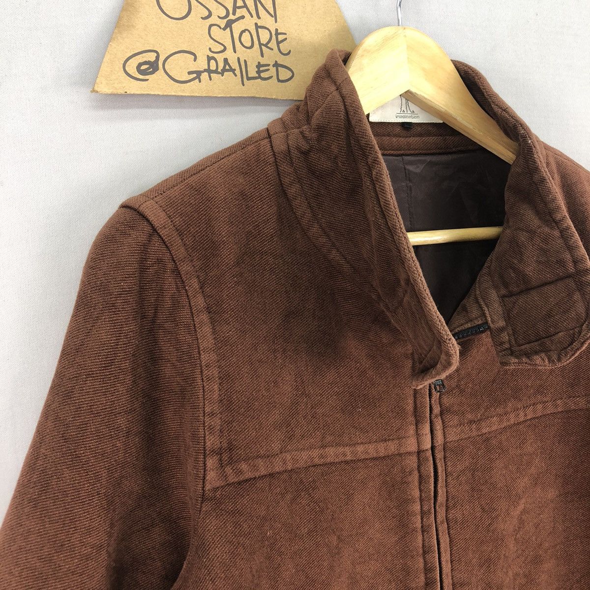 Japanese Brand Vintage Minimalist Brown Denim Zipper Jacket Size US S / EU 44-46 / 1 - 2 Thumbnail