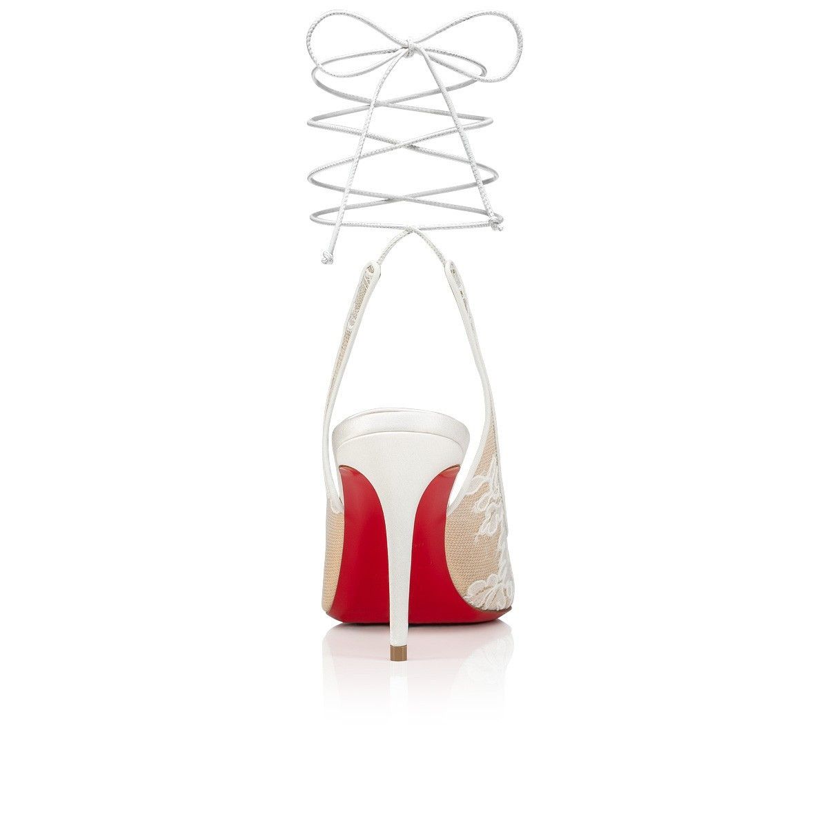 Christian Louboutin o1s1wg110924 Lace Up Kate Pumps in White Size US 10 / IT 40 - 3 Thumbnail