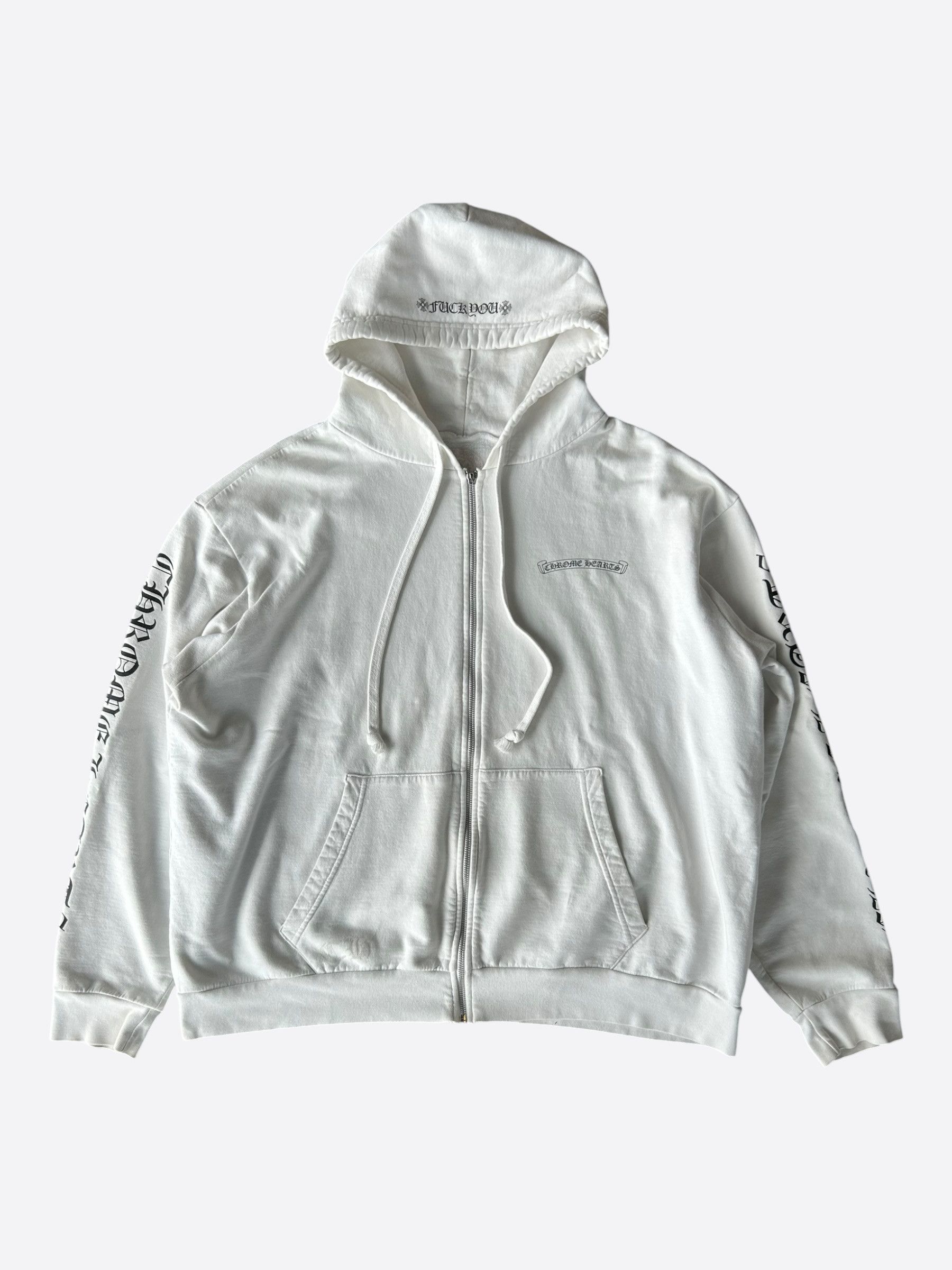 Chrome Hearts Chrome Hearts White & Black Scroll Logo Zip Up Hoodie Size US XL / EU 56 / 4 - 1 Thumbnail