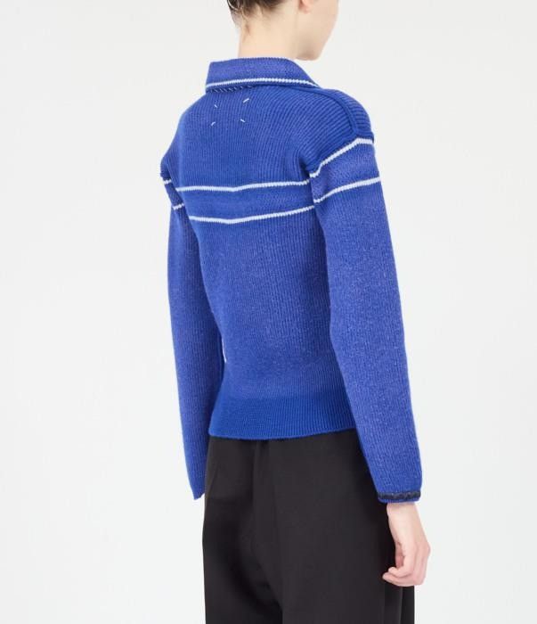 Maison Margiela o1bcso1str0526 Sunbleached Wool Cardigan in Blue Size L / US 10 / IT 46 - 3 Thumbnail