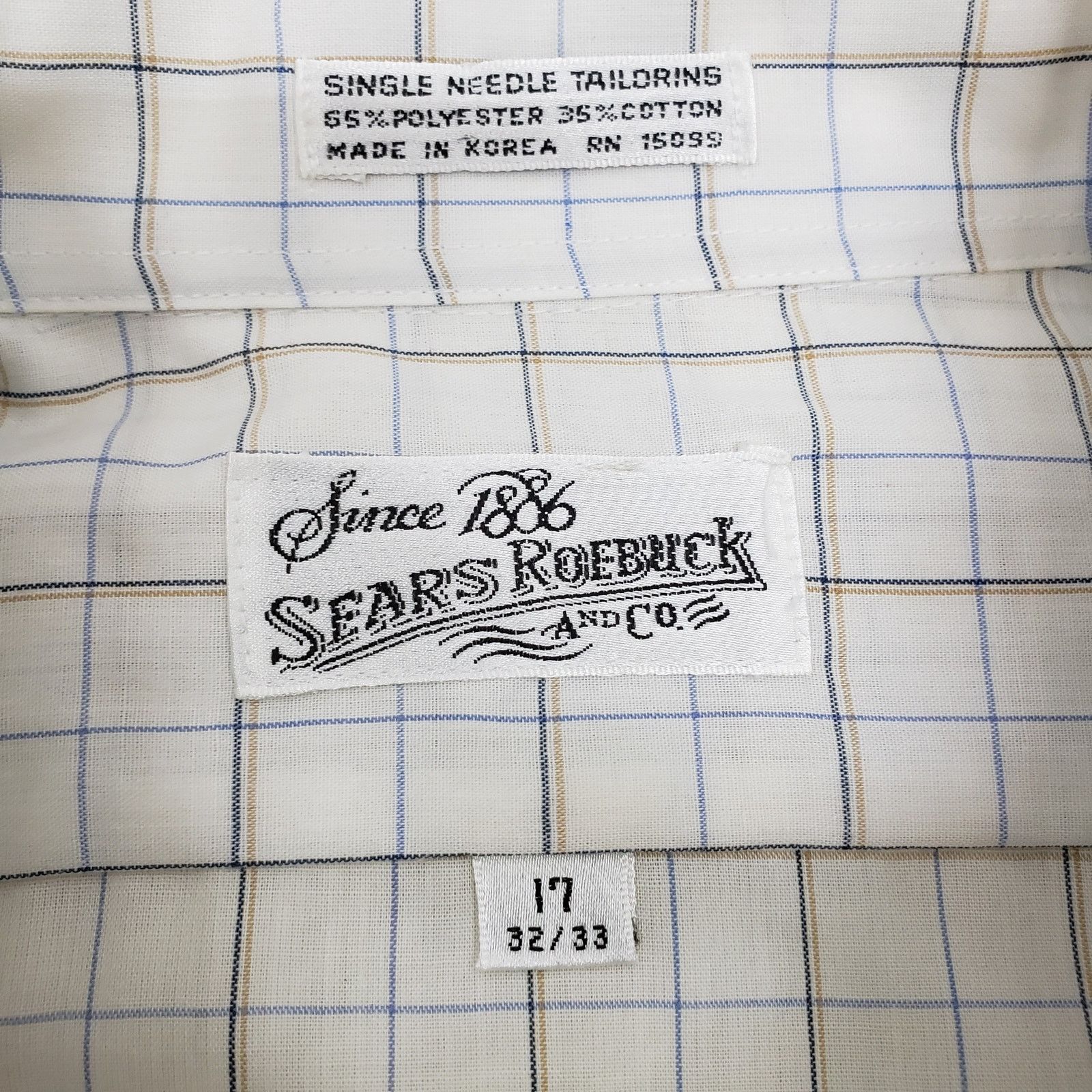 Sears × Vintage Vintage Sears Roebucks And Co. Shirt Single Needle Check 17 Size US L / EU 52-54 / 3 - 5 Thumbnail