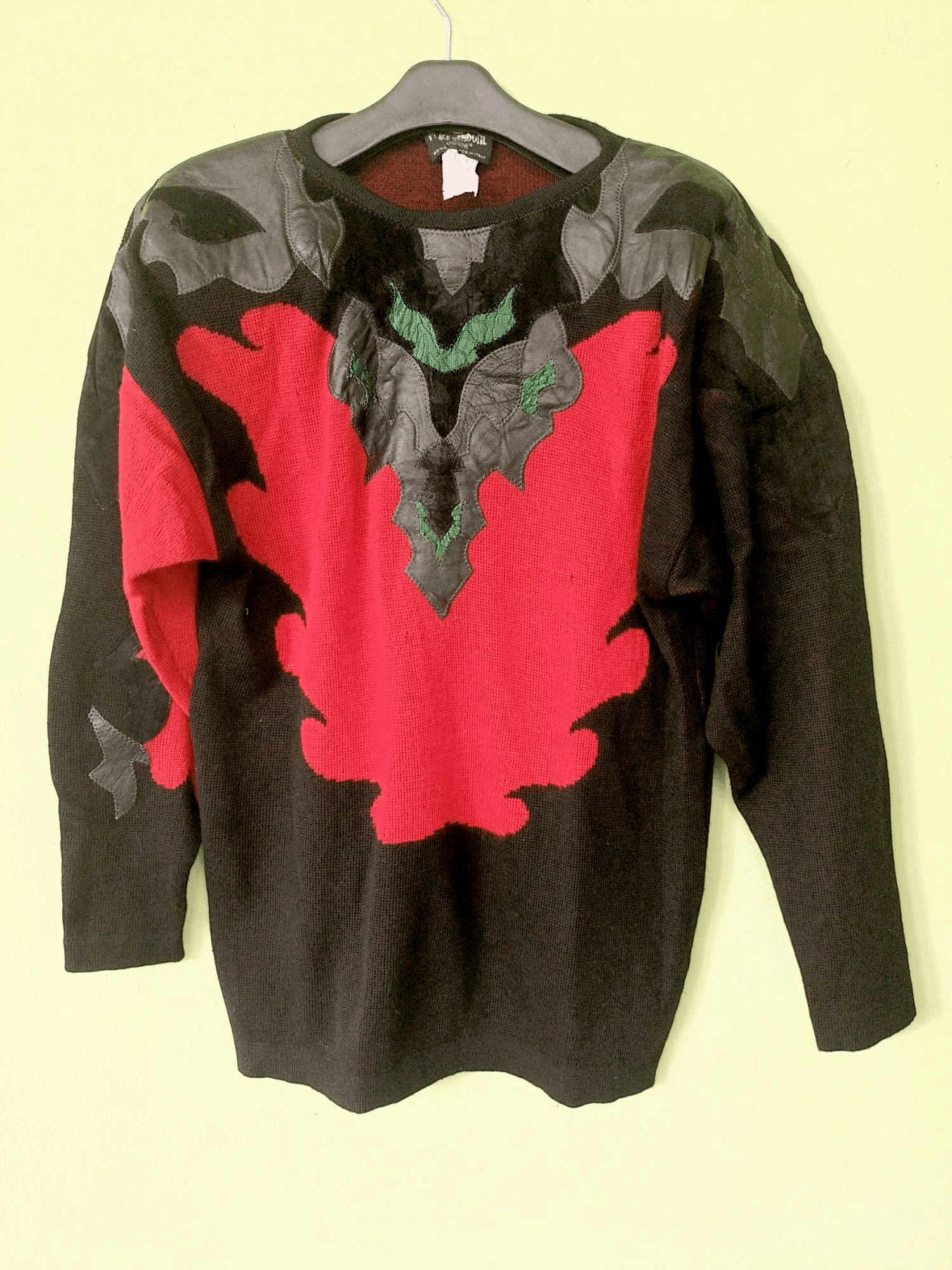 Japanese Brand Crazy Vintage Place Vendome leather Knit Crewneck Sweater Size US L / EU 52-54 / 3 - 12 Thumbnail