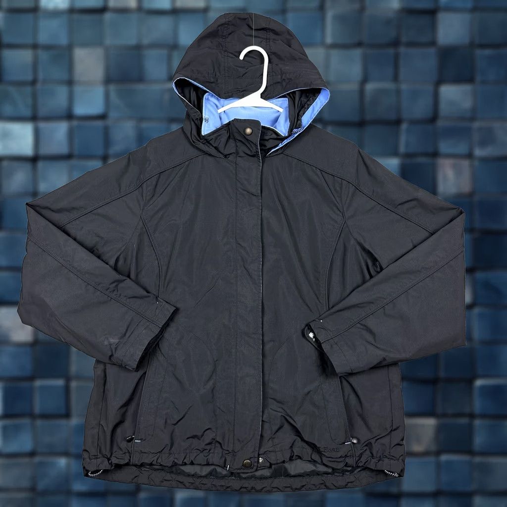 Vintage L.L. Bean Jacket Womens Large Black Full Zip Nylon Windbreaker 3 in 1 with Hooded Pockets Rain Coat Size L / US 10 / IT 46 - 1 Thumbnail