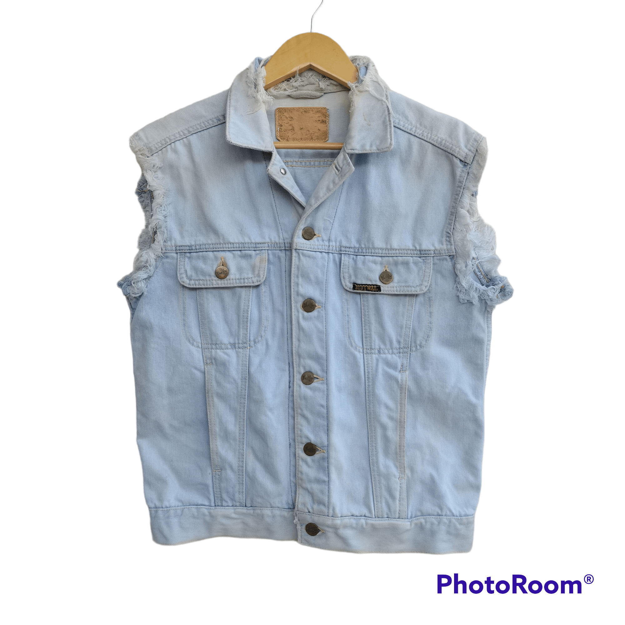 Japanese Brand Vintage BLUE WAY Tank Top Sleeveless Distress Denim Size US M / EU 48-50 / 2 - 1 Thumbnail