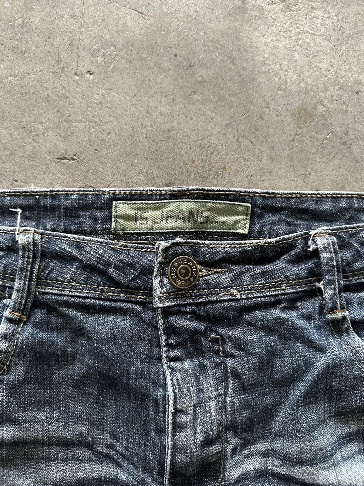 If Six Was Nine Y2K Japanese Whisker Wash Flared Jeans Size 33" - 5 Thumbnail