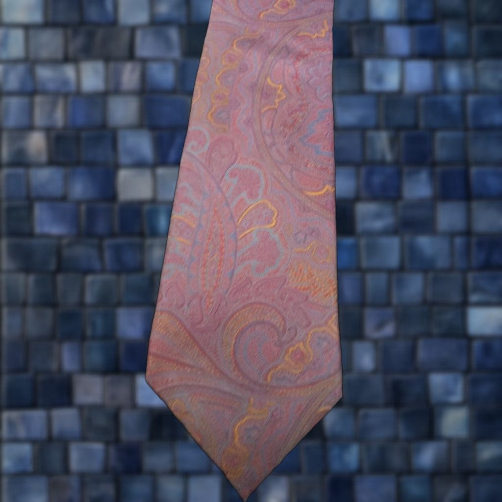 VINTAGE Harve' Benard Silk Tie Mens Burgundy Green Paisley Classic 57