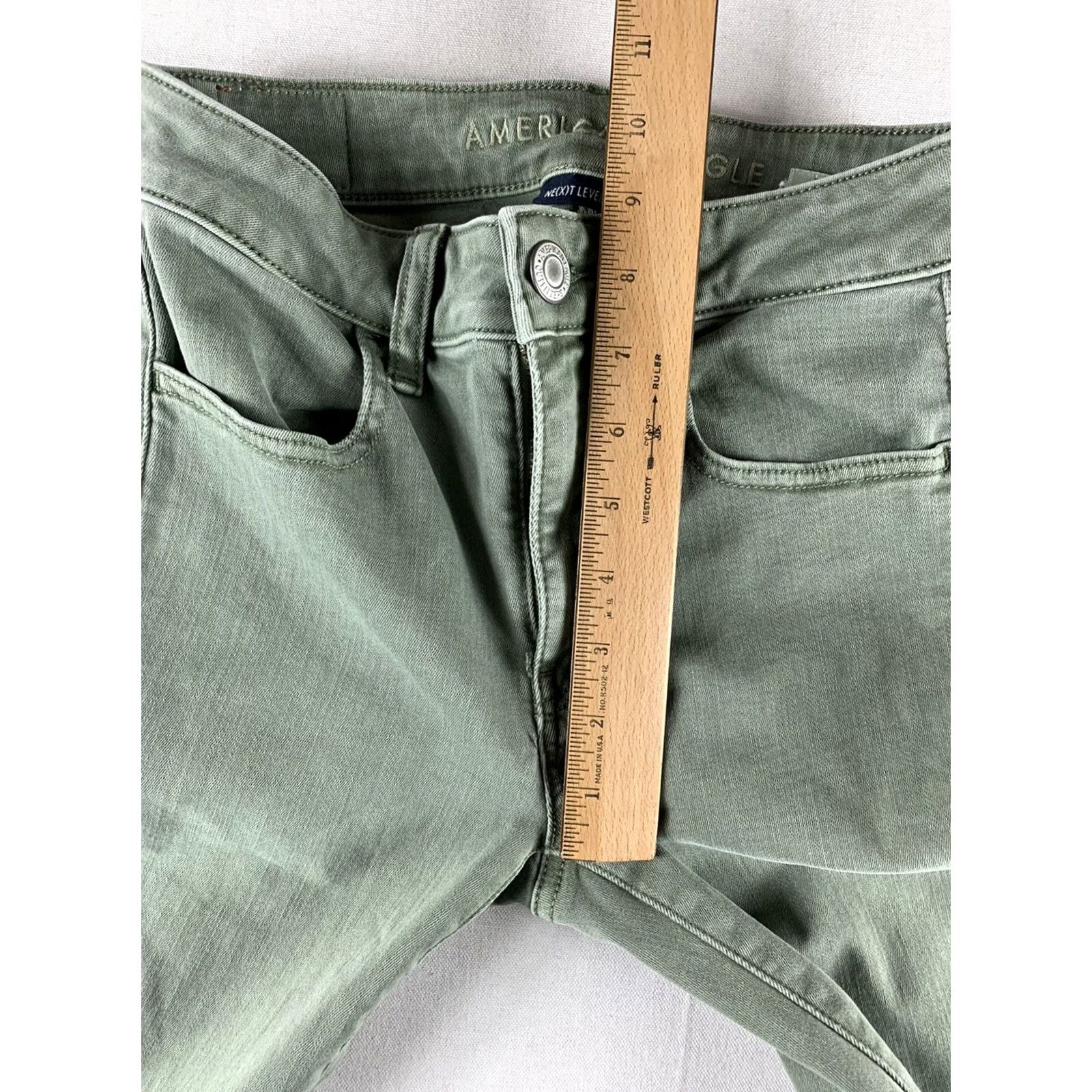 Vintage AMERICAN EAGLE Jeans Jegging WOMENS Size 2 Green Hi Rise Regular Fit Size 26" / US 2 / IT 38 - 4 Thumbnail