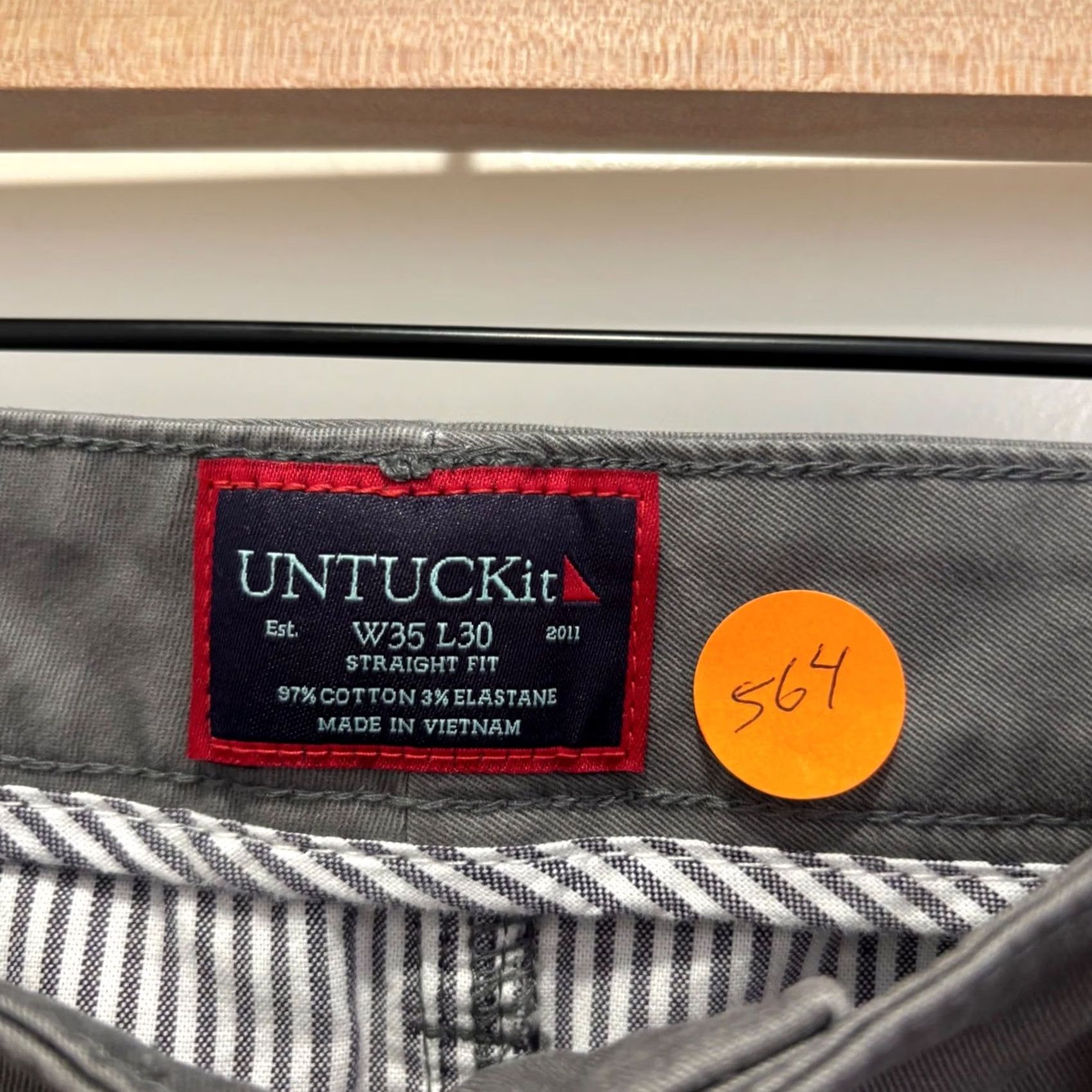 UNTUCKit UNTUCKit Mens Straight Fit Grey Chino Pants 35x30 Cotton Stretch 5-Pocket Size US 35 - 2 Thumbnail