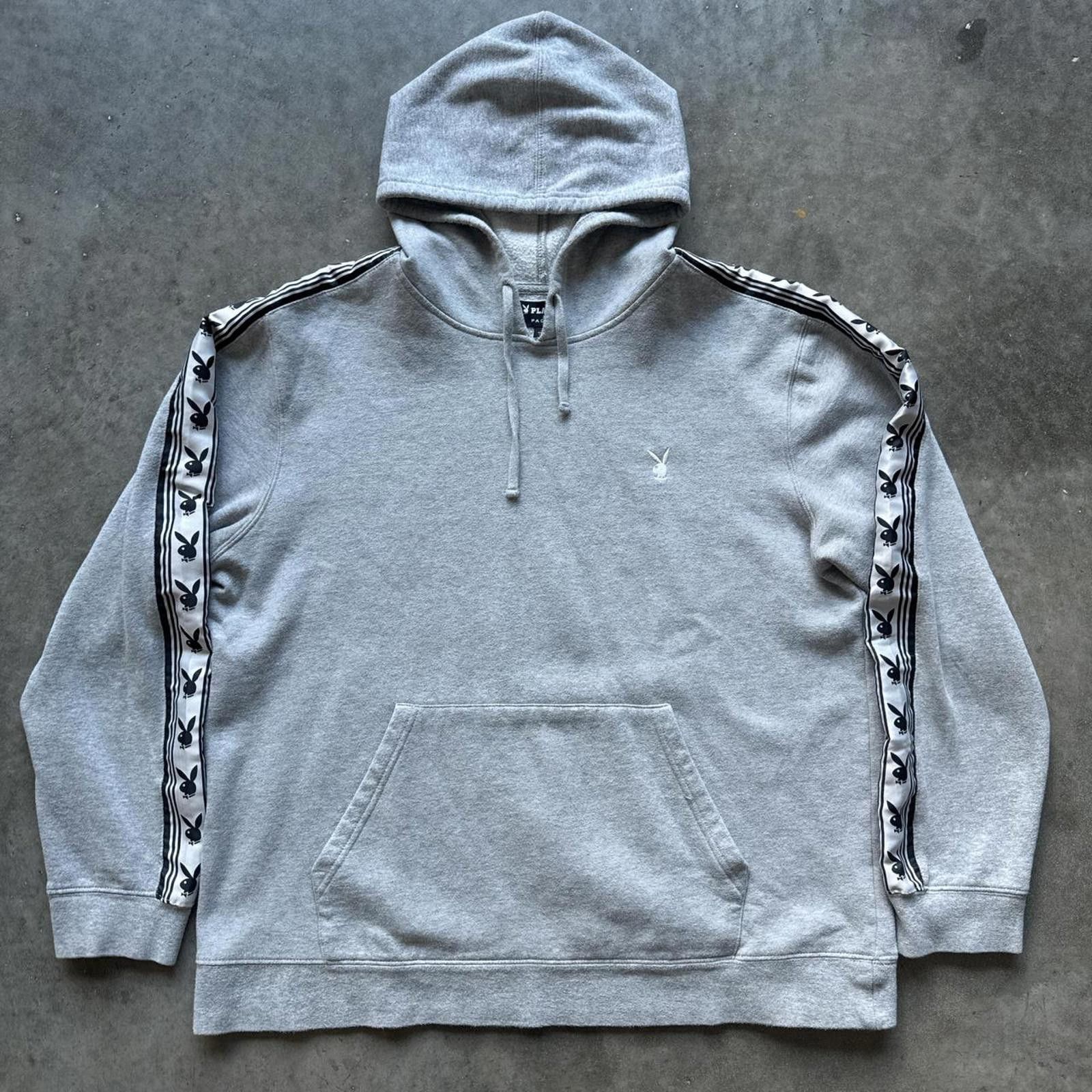 Playboy Playboy Grey Hoodie With Logo Stripes On The Sleeves Size US L / EU 52-54 / 3 - 1 Thumbnail