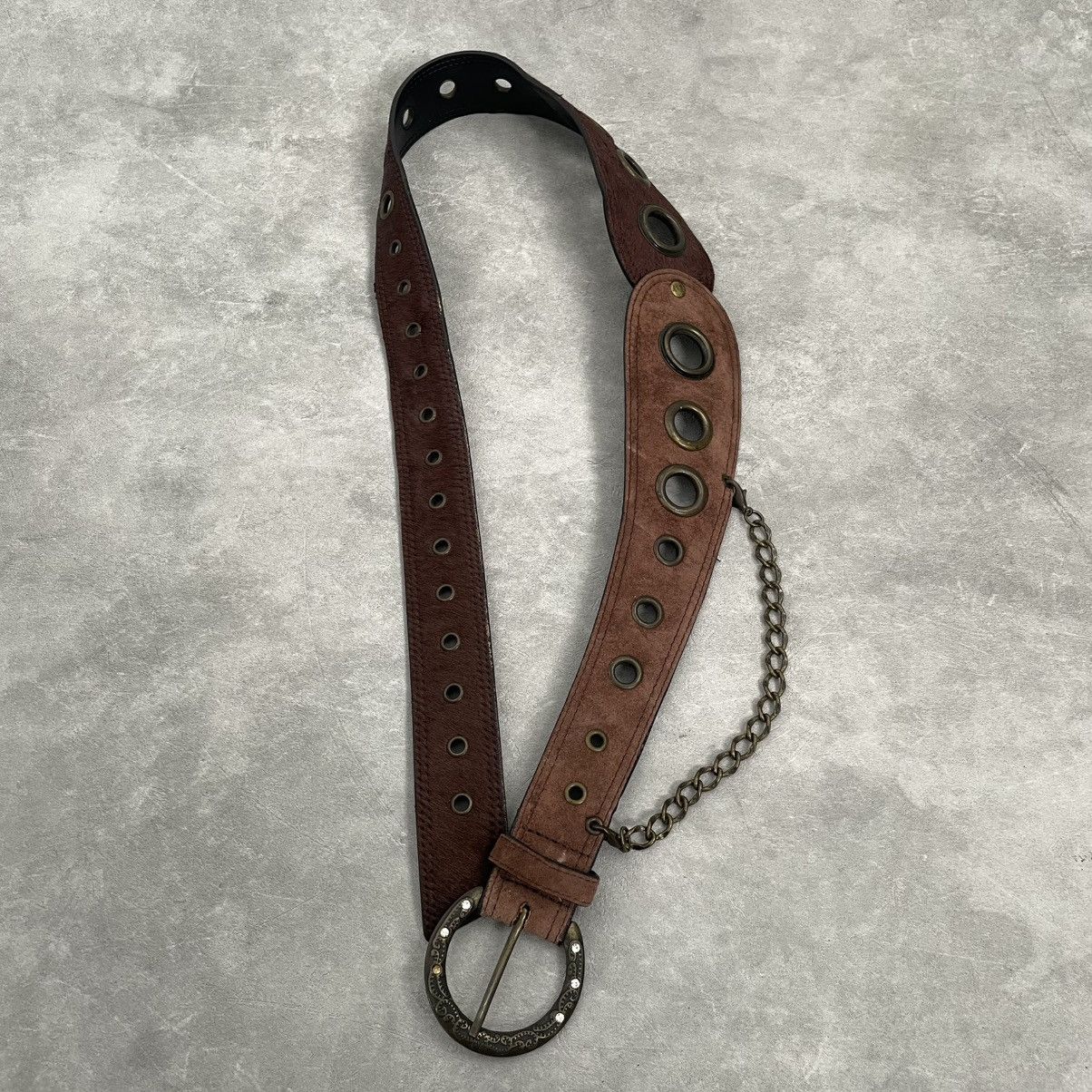 Pre-owned If Six Was Nine X Le Grande Bleu L G B Brown Fur Belt With Chain Punk Cowboy Vintage Styled
