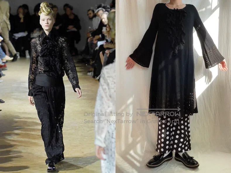 Junya Watanabe Junya Watanabe size F Black Wool Crochet Knit Dress Size S / US 4 / IT 40 - 1 Thumbnail