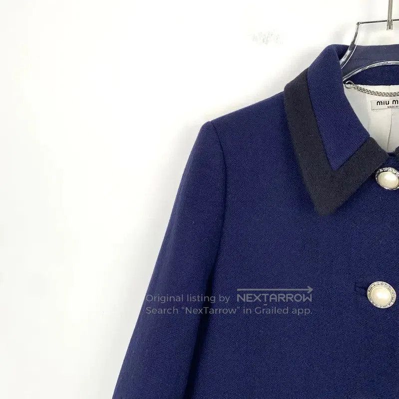 Miu Miu Miu Miu Women's Wool Navy Blue Coat . Size XXS / US 00 / IT 34 - 3 Thumbnail
