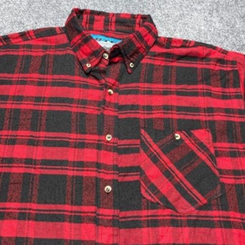 CO BTC Bay Trading Co Shirt Mens XL Red Black Plaid Flannel Button-Down Pocket Size US XL / EU 56 / 4 - 2 Thumbnail
