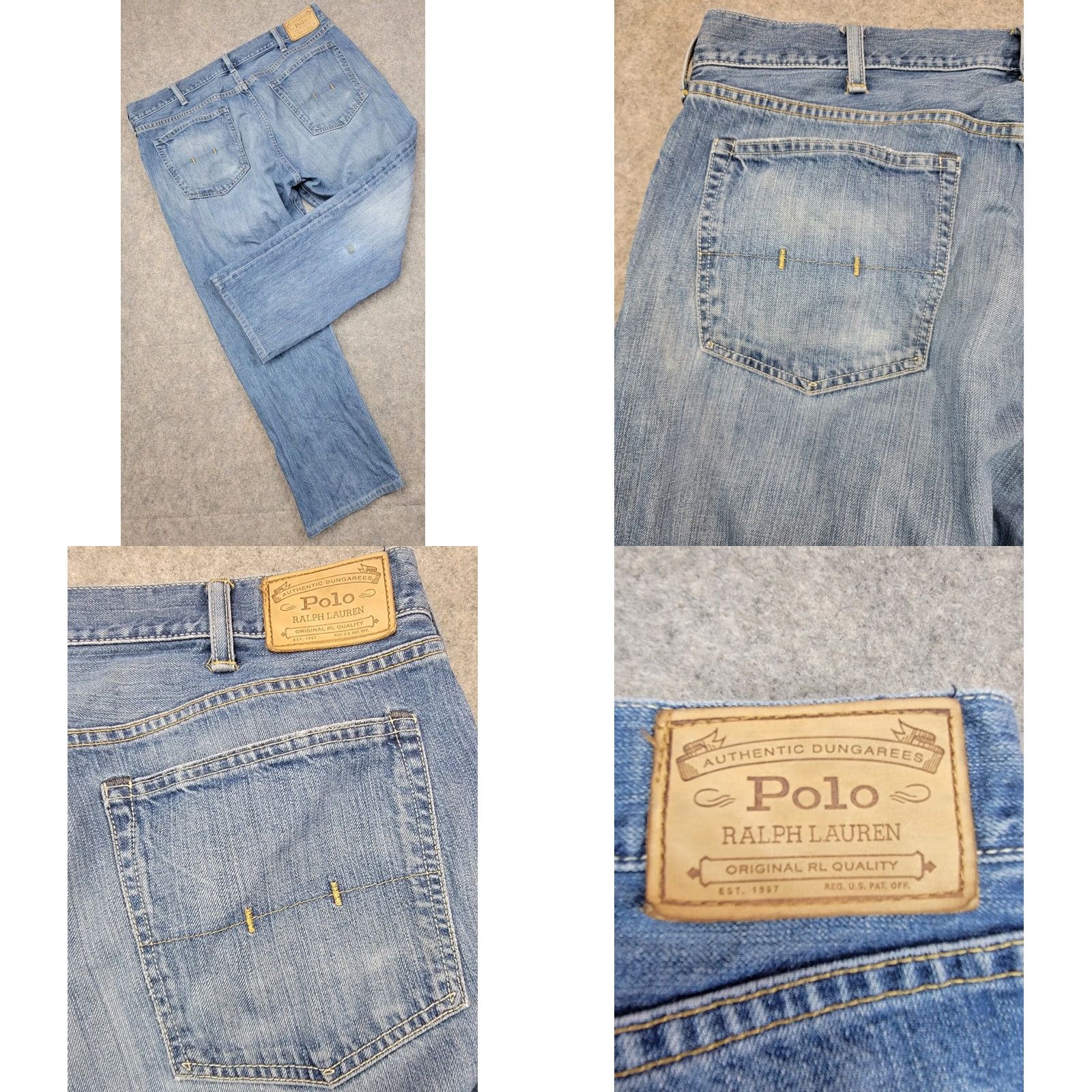 Polo Ralph Lauren Polo Ralph Lauren Jeans Mens 38x30 Hampton Straight Blue Denim, 5-Pocket, Logo Embroidered, Regular Fit, Solid Pattern, Zip Fly, Cotton - Mens Jeans Size US M / EU 48-50 / 2 - 9 Thumbnail