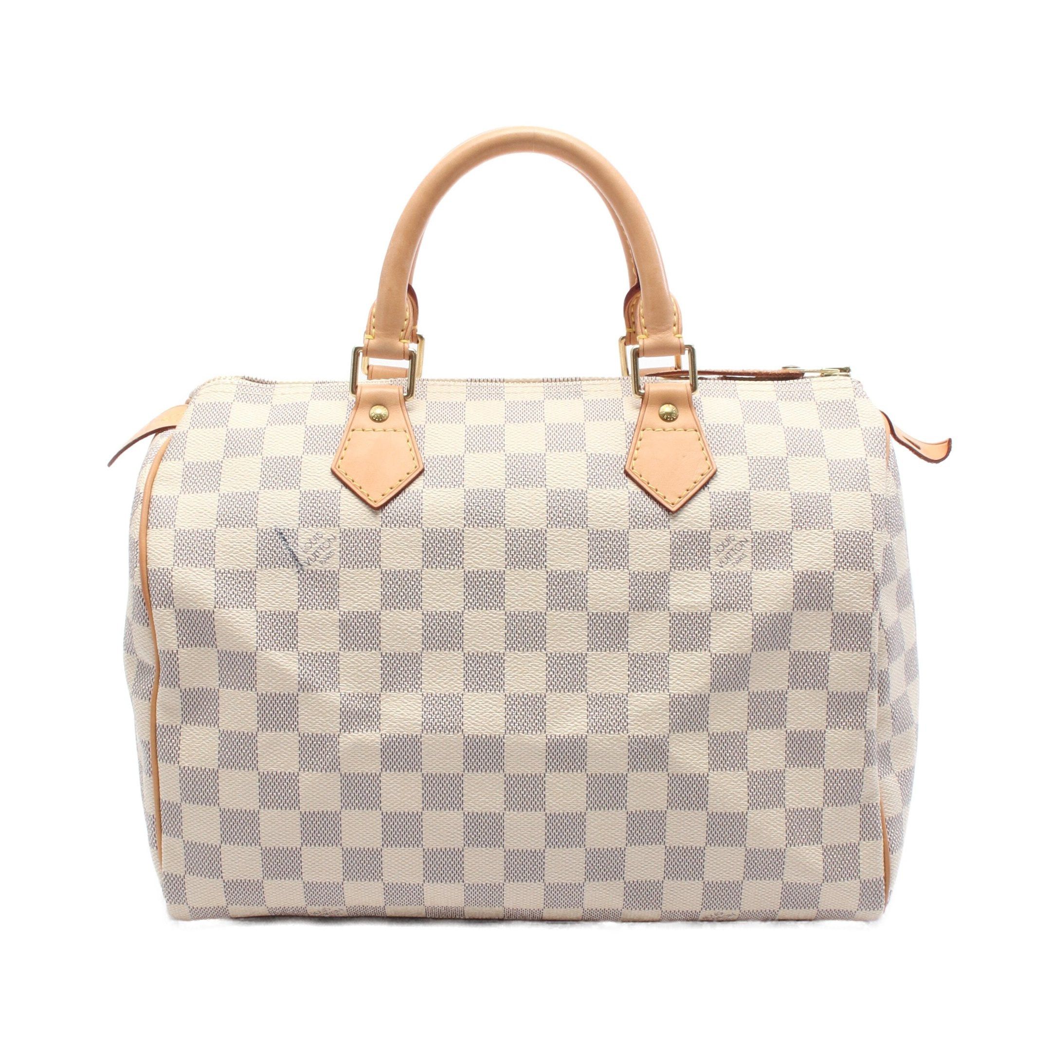Louis Vuitton Louis Vuitton Speedy 30 Damier Azur Handbag Leather White Size ONE SIZE - 1 Thumbnail