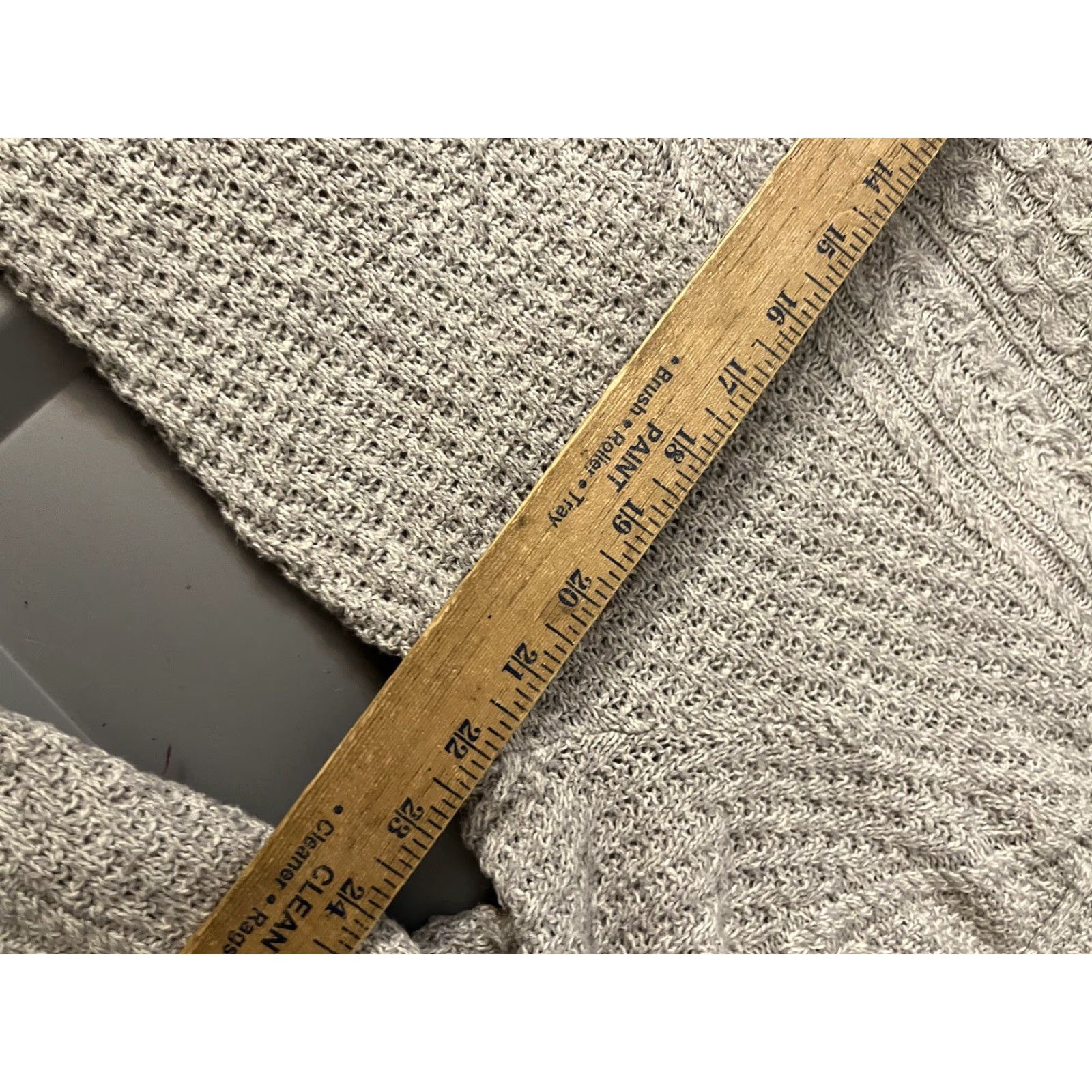 Lands' End Lands' End Gray Lux Cable Knit 3/4 Sleeve Sweater - Plus 1X - Crew Neck - Pullover - Classic Fit - Women - Cotton Knit - Casual - Vintage: No Size XL / US 12-14 / IT 48-50 - 5 Thumbnail