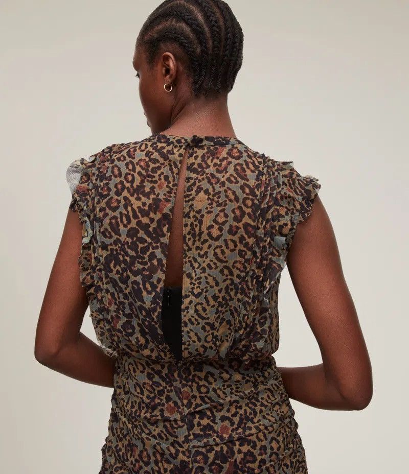 Allsaints Allsaints Hali Halftone Cheetah Ruffled Mini Dress US6 EU38 Size M / US 6-8 / IT 42-44 - 10 Thumbnail